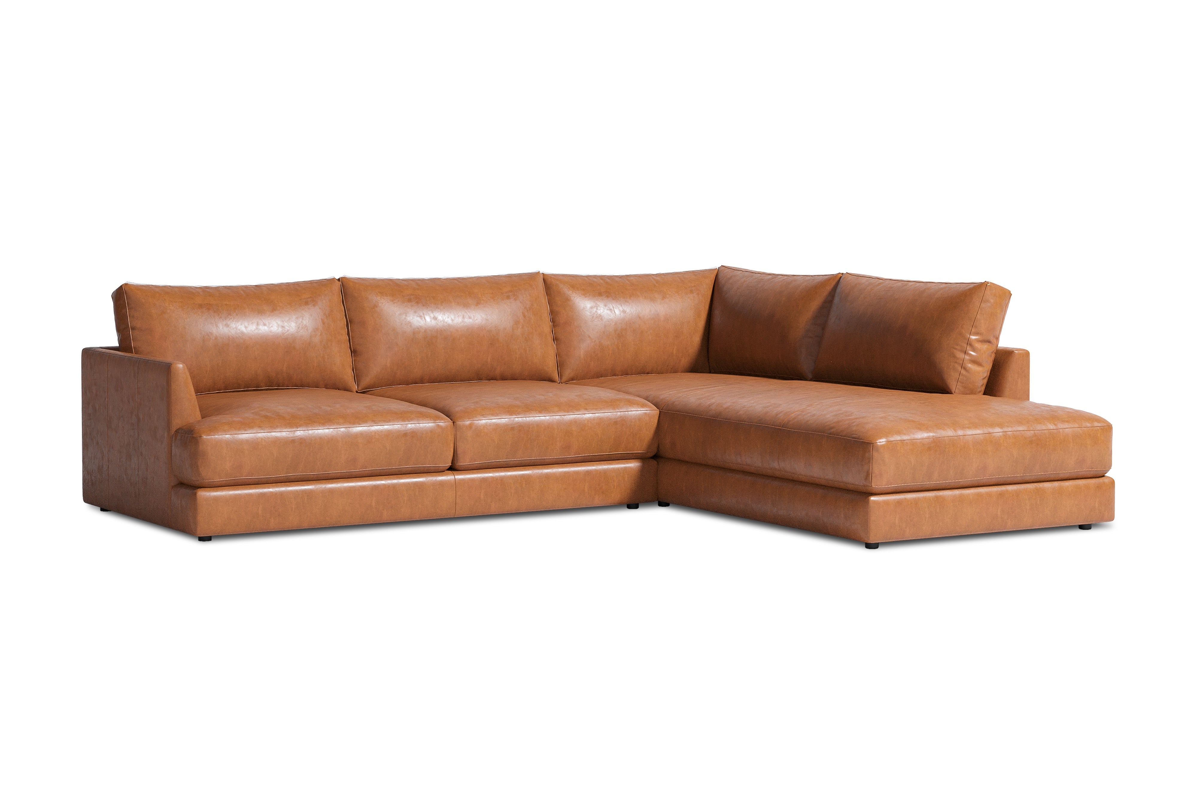 Vidal Leather  2-Piece Bumper Chaise Sectional Sofa