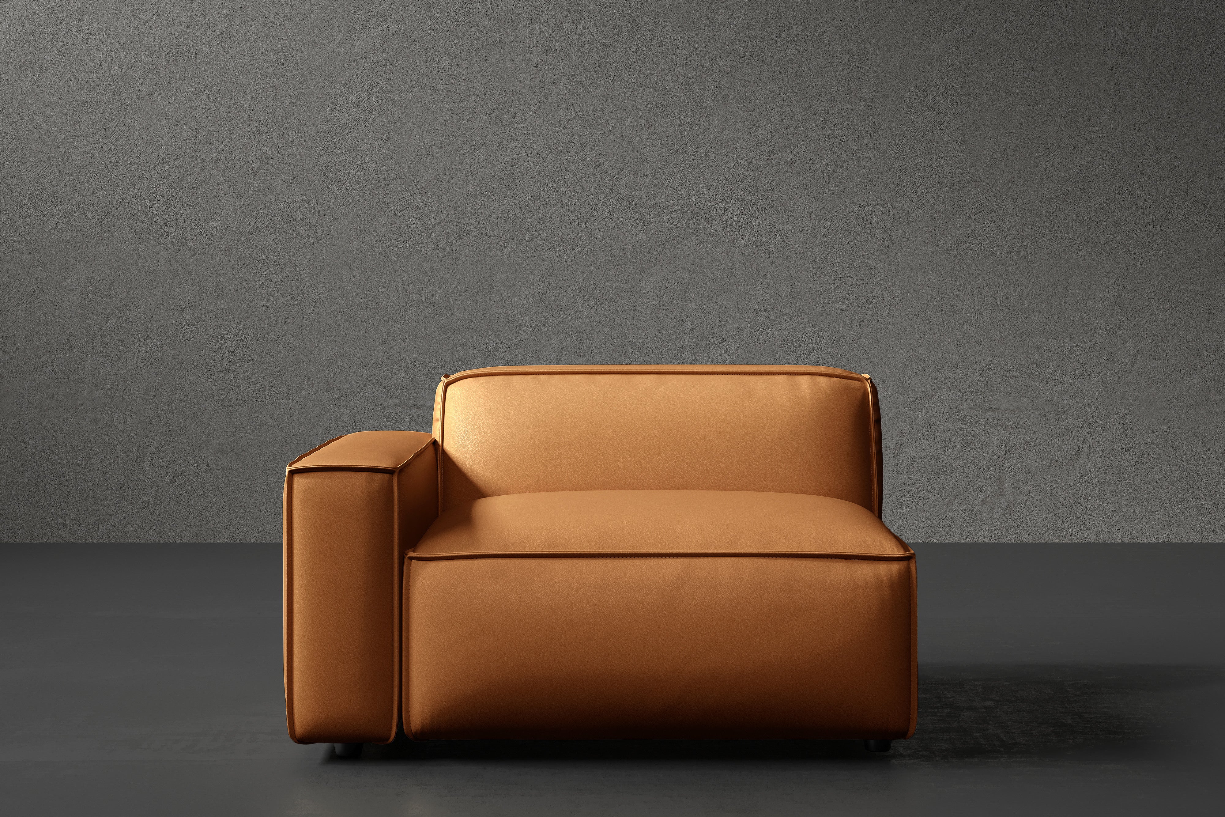 Allodi Full-aniline Leather Left Arm Sofa Module with Feather-Filled