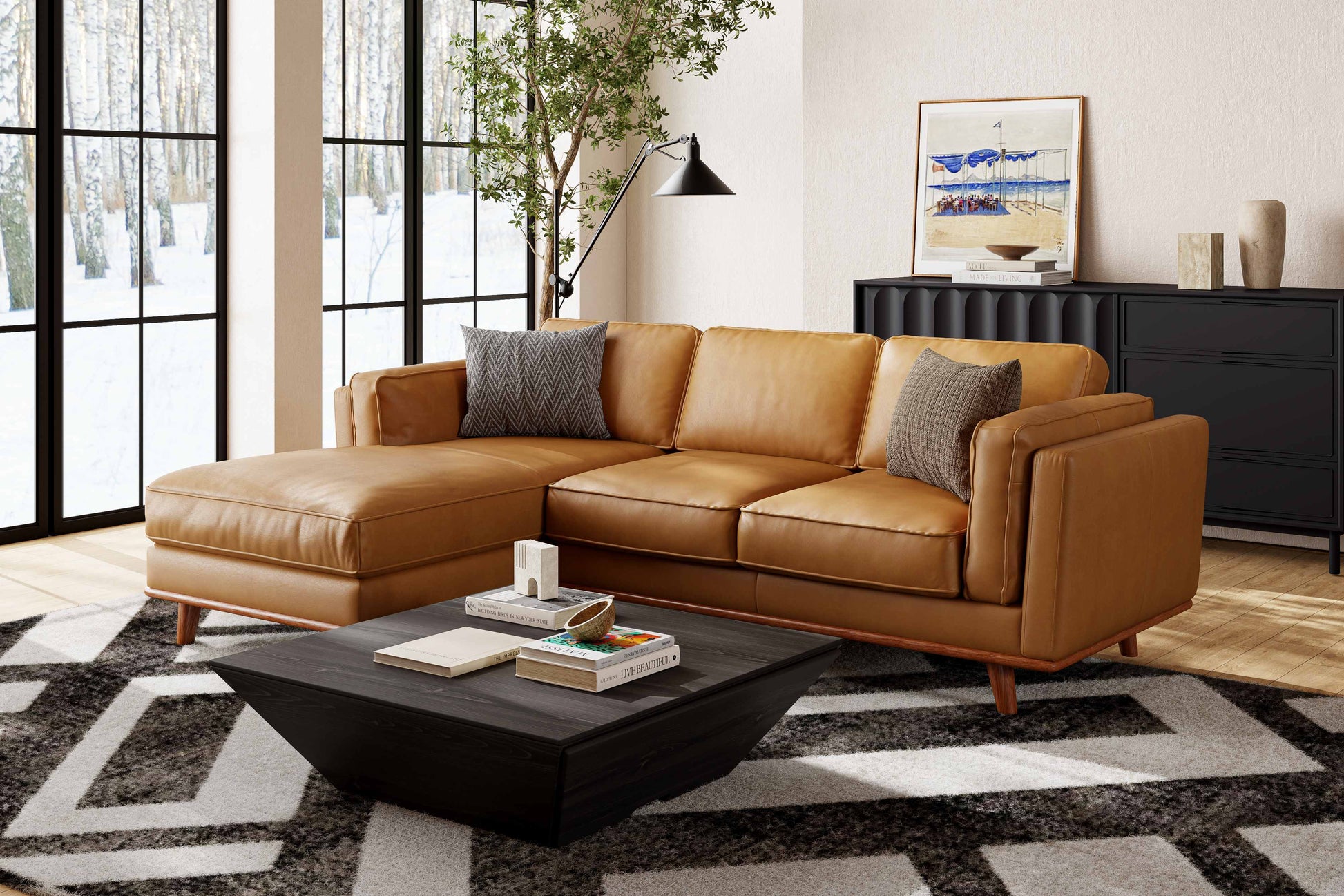Maestro Leather Chaise Sectional Sofa
