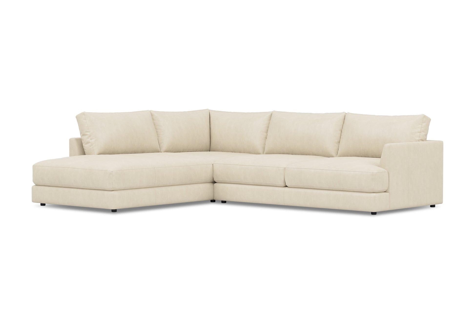 Vidal Leather  2-Piece Bumper Chaise Sectional Sofa