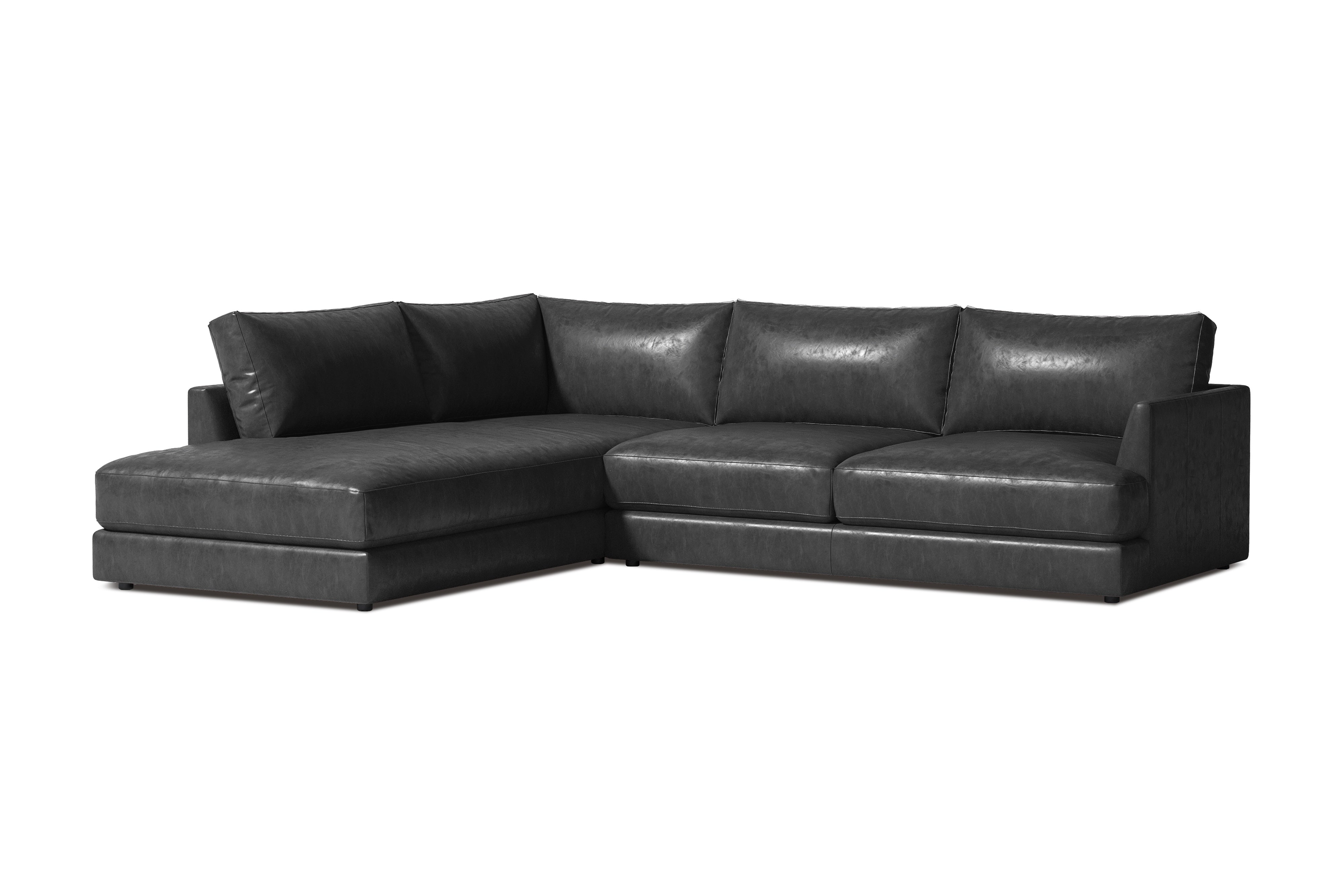 Vidal Leather  2-Piece Bumper Chaise Sectional Sofa