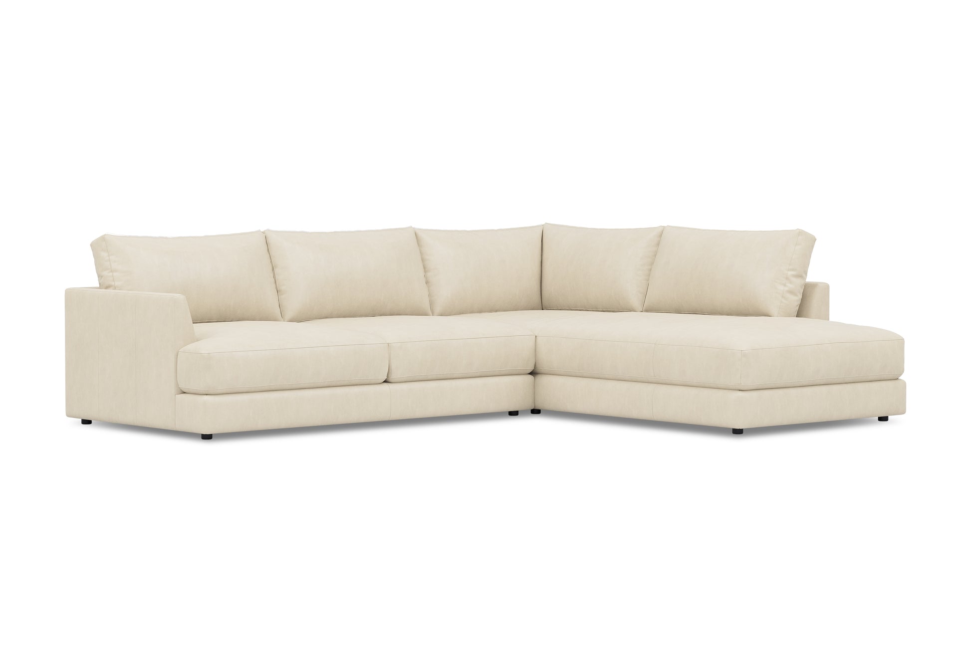 Vidal Leather  2-Piece Bumper Chaise Sectional Sofa