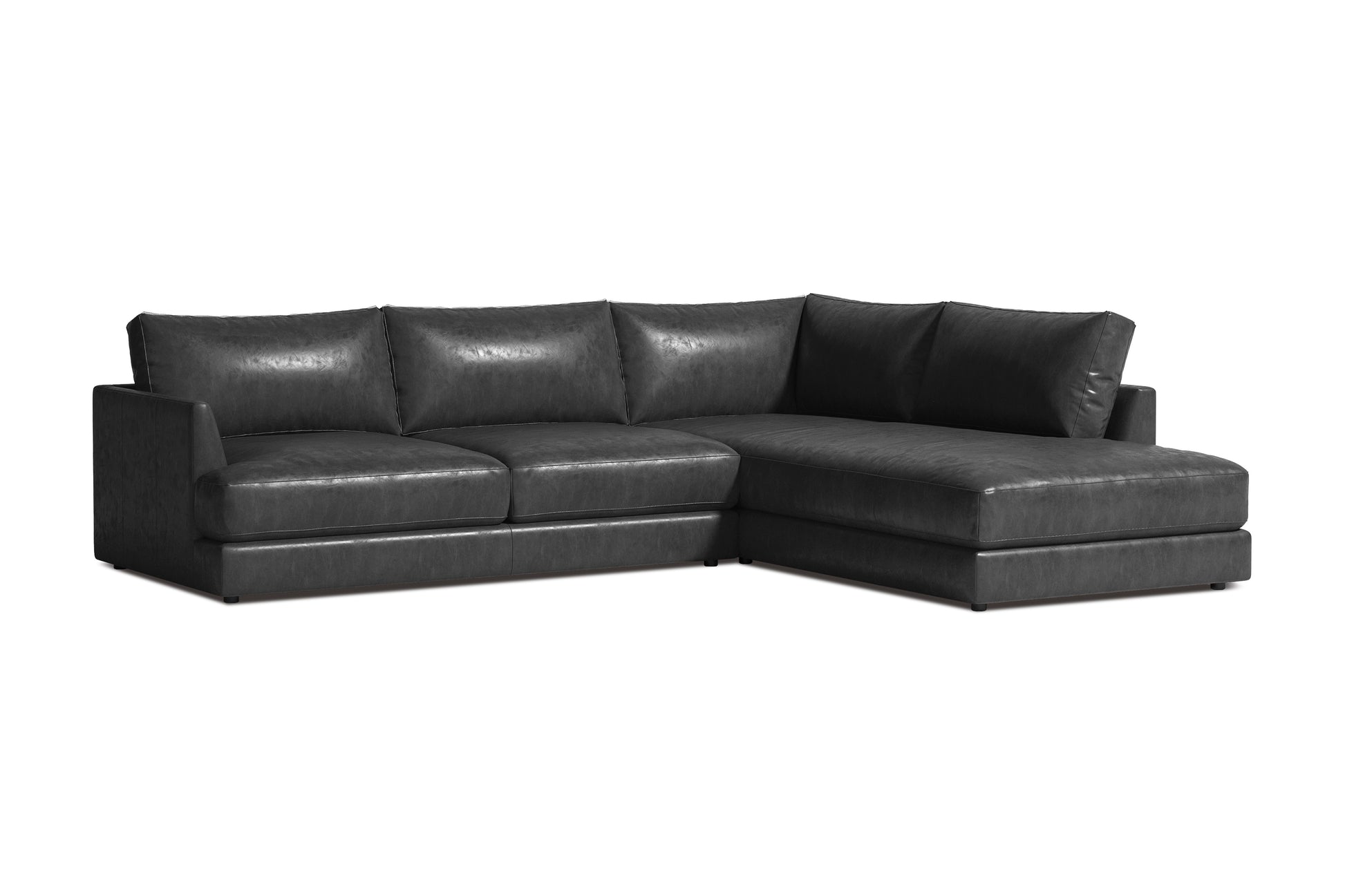 Vidal Leather  2-Piece Bumper Chaise Sectional Sofa
