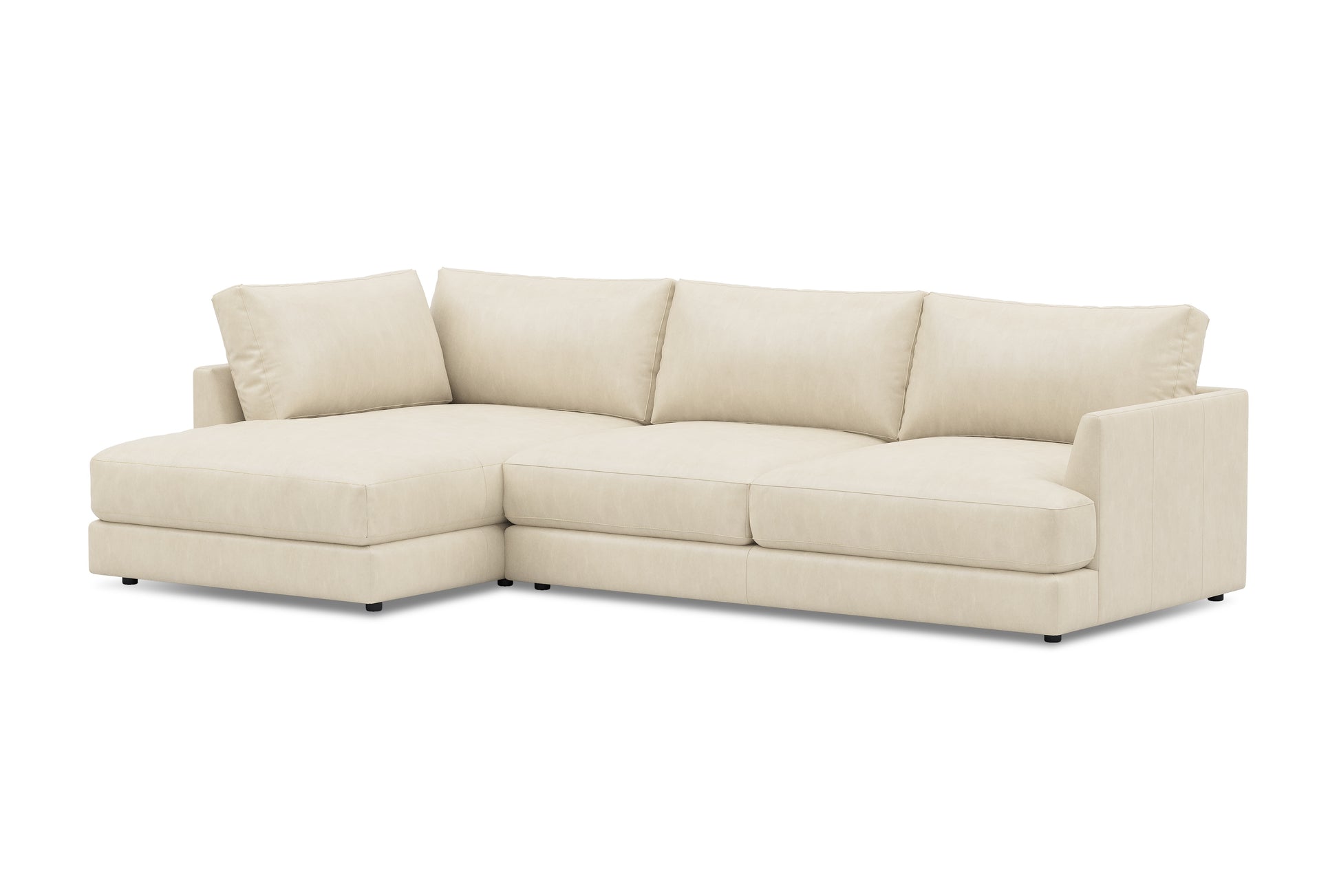 Vidal Leather  2-Piece Bumper Chaise Sectional Sofa