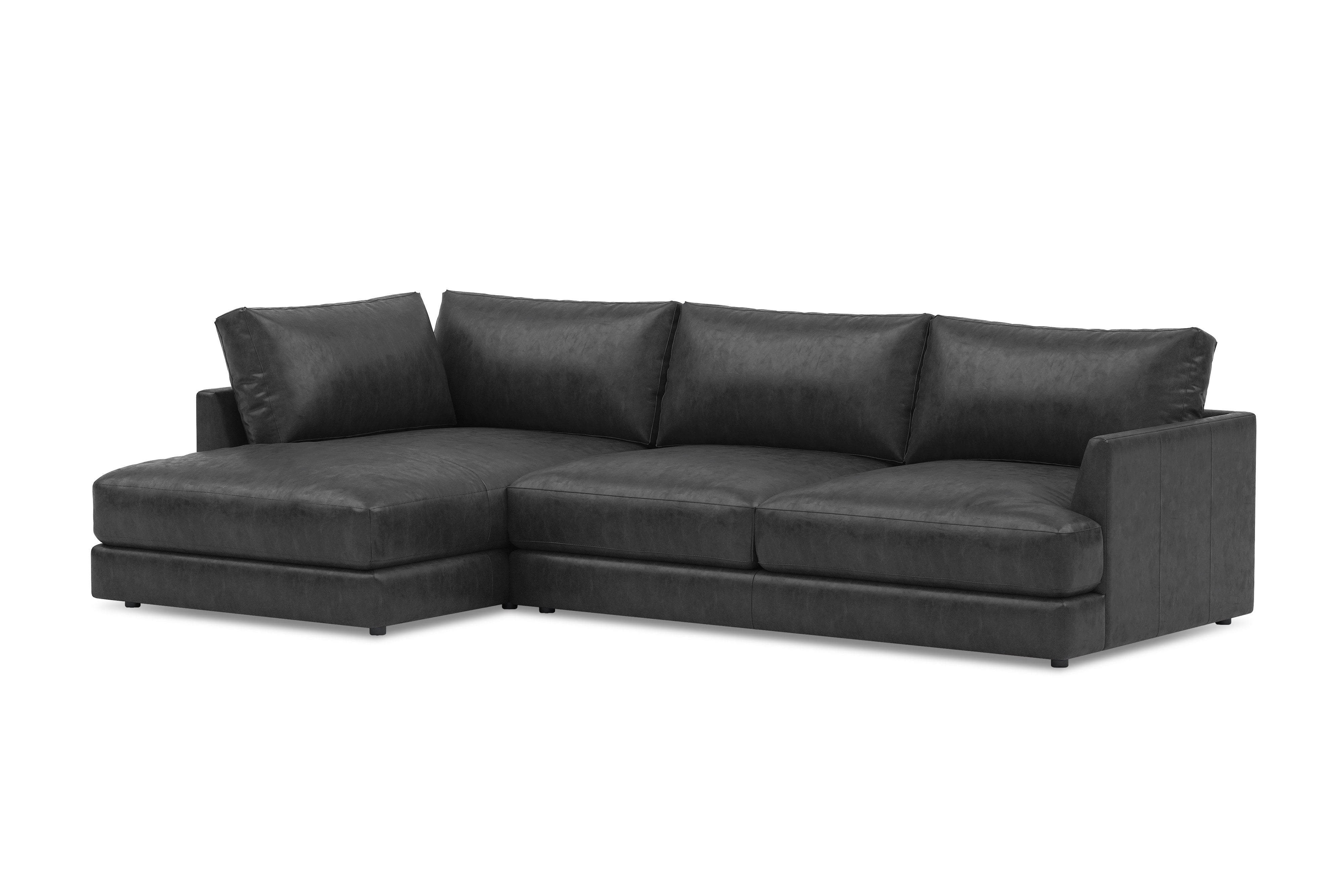 Vidal Leather  2-Piece Bumper Chaise Sectional Sofa