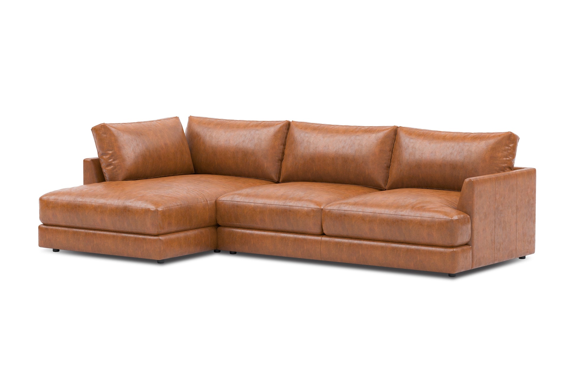 Vidal Leather  2-Piece Bumper Chaise Sectional Sofa