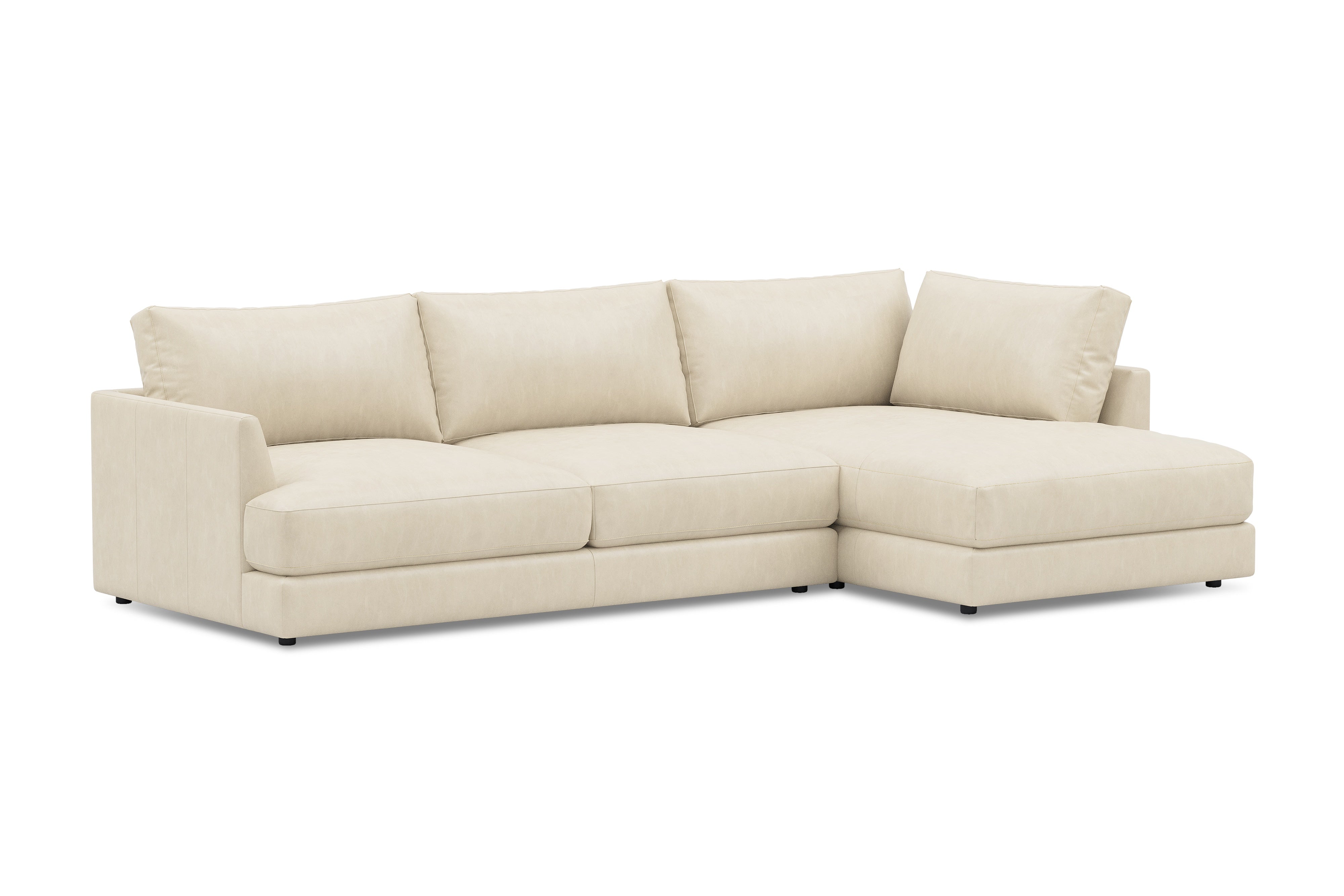 Vidal Leather  2-Piece Bumper Chaise Sectional Sofa