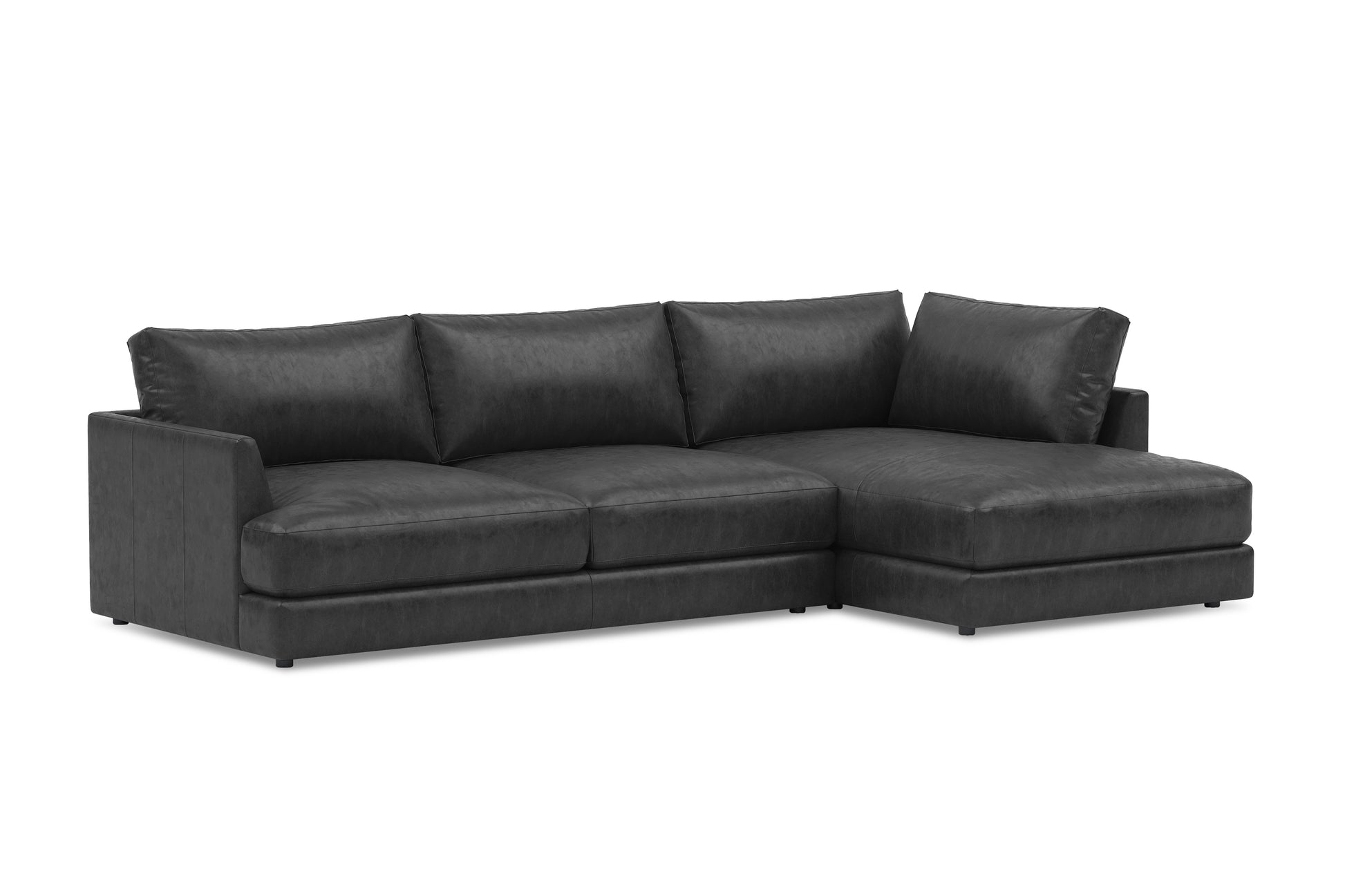 Vidal Leather  2-Piece Bumper Chaise Sectional Sofa