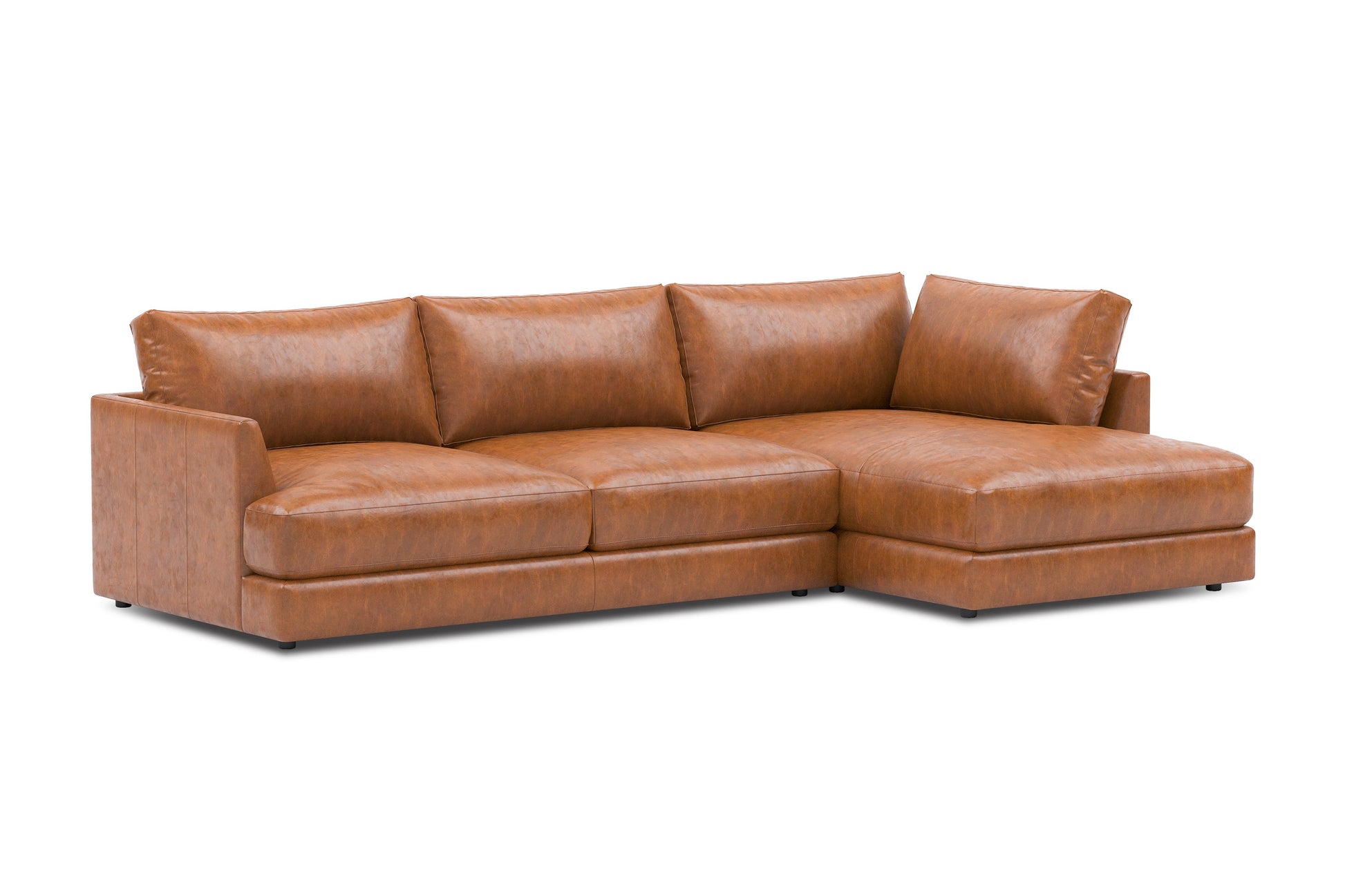 Vidal Leather  2-Piece Bumper Chaise Sectional Sofa