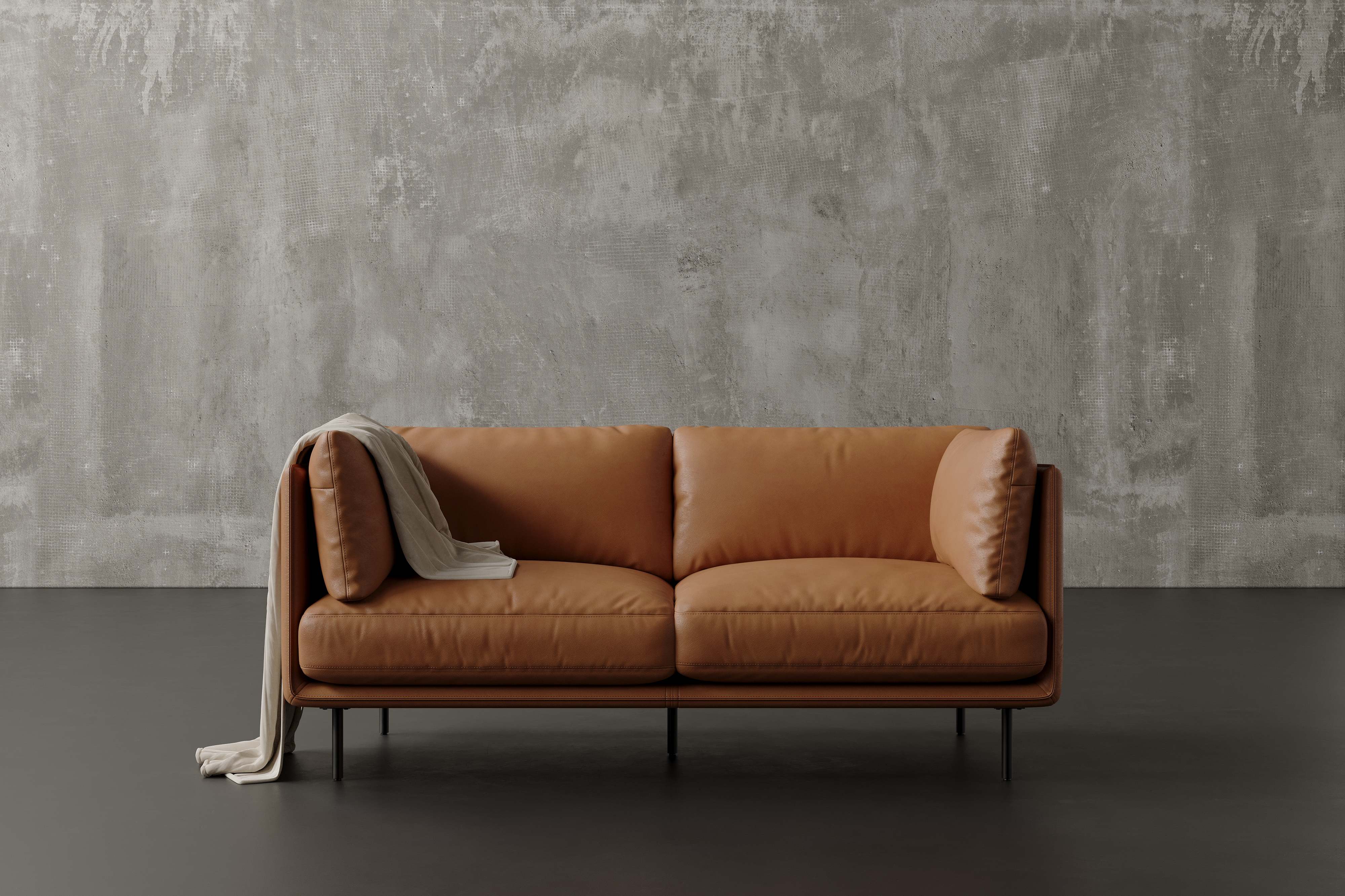 Tristan Nordic 87" Leather Wide Sofa
