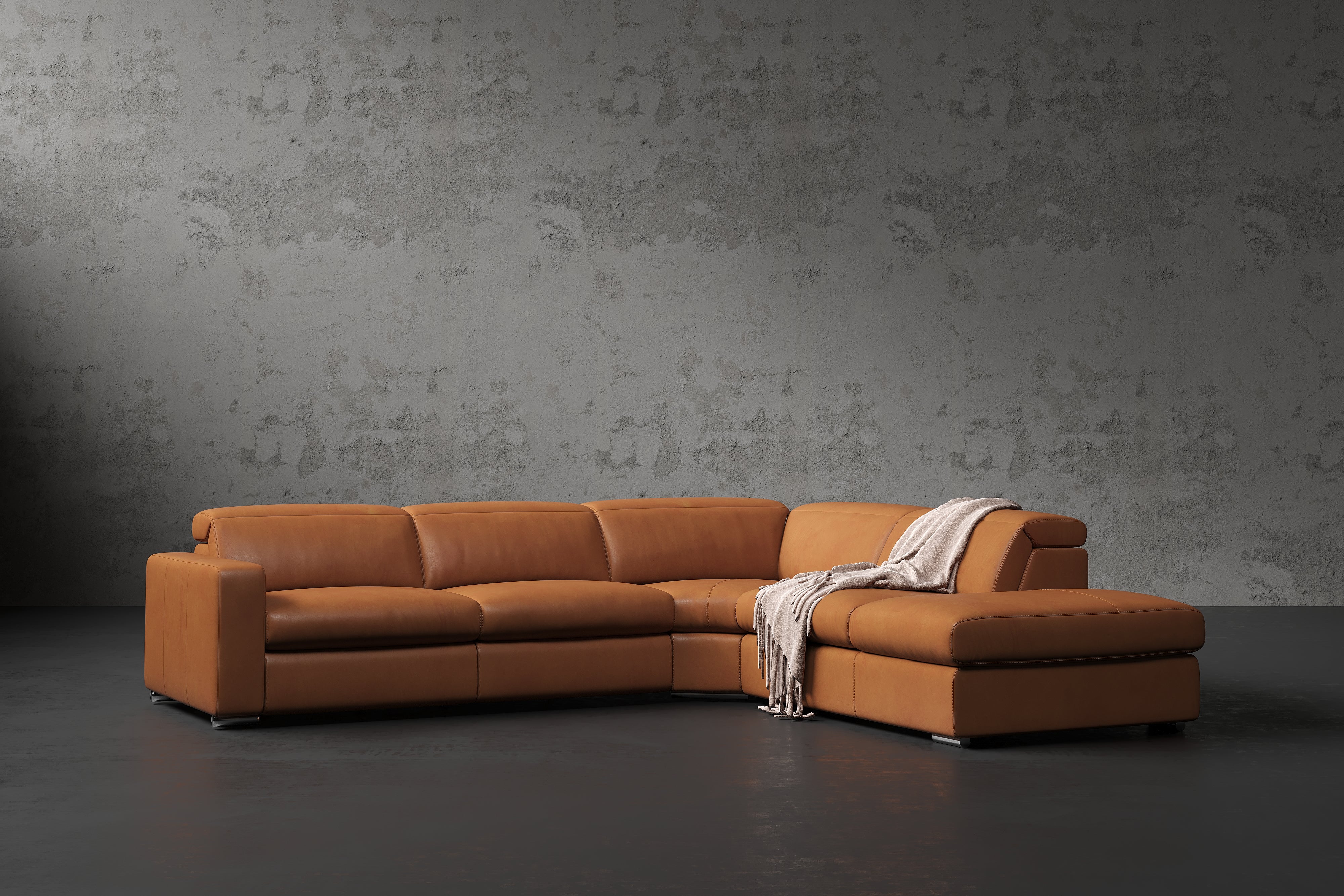 Skytte Leather Reclining Sectional Sofa