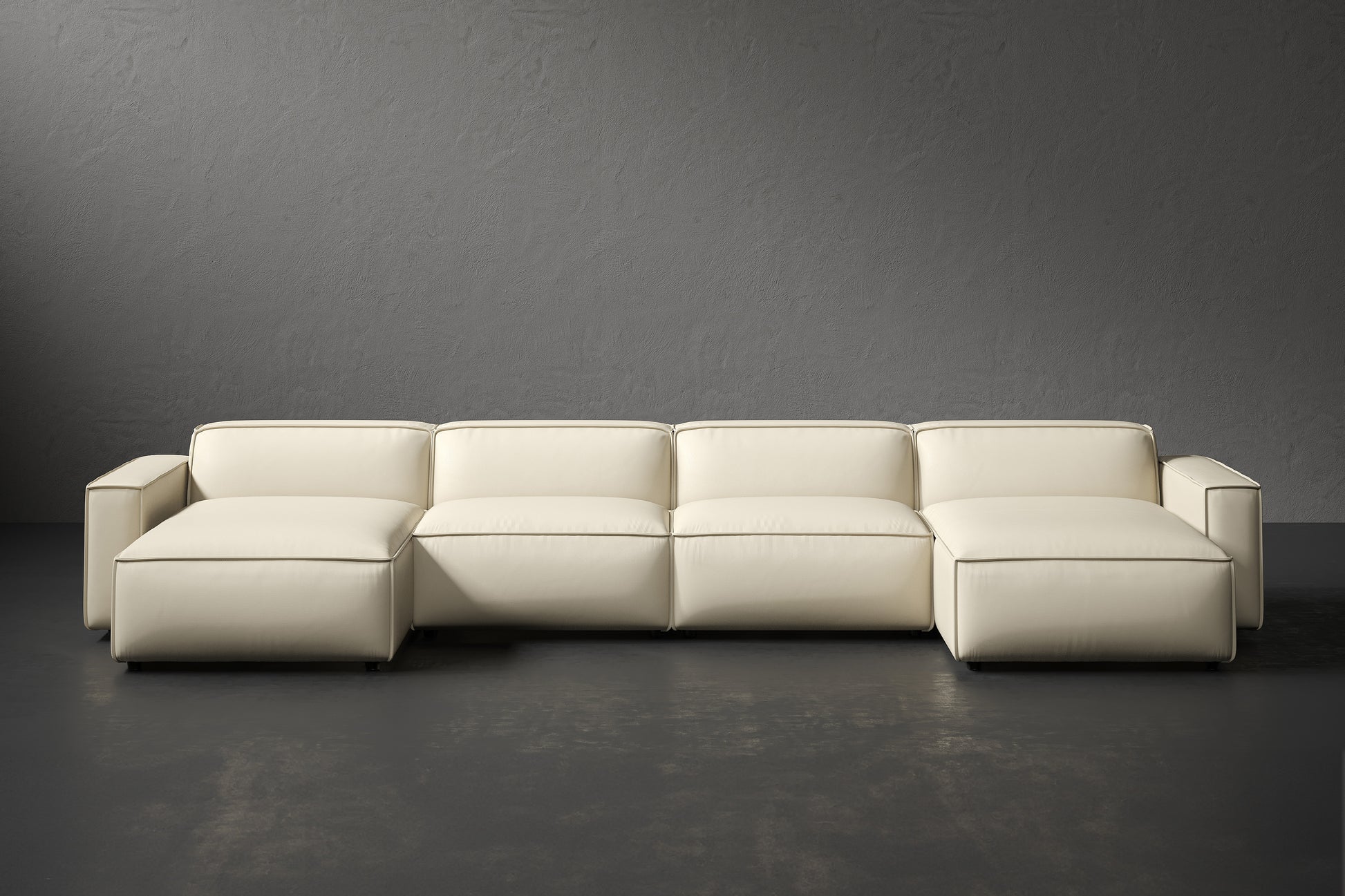 Allodi Full-aniline Leather Modular Extended Sectional Sofa with Feather-Filled