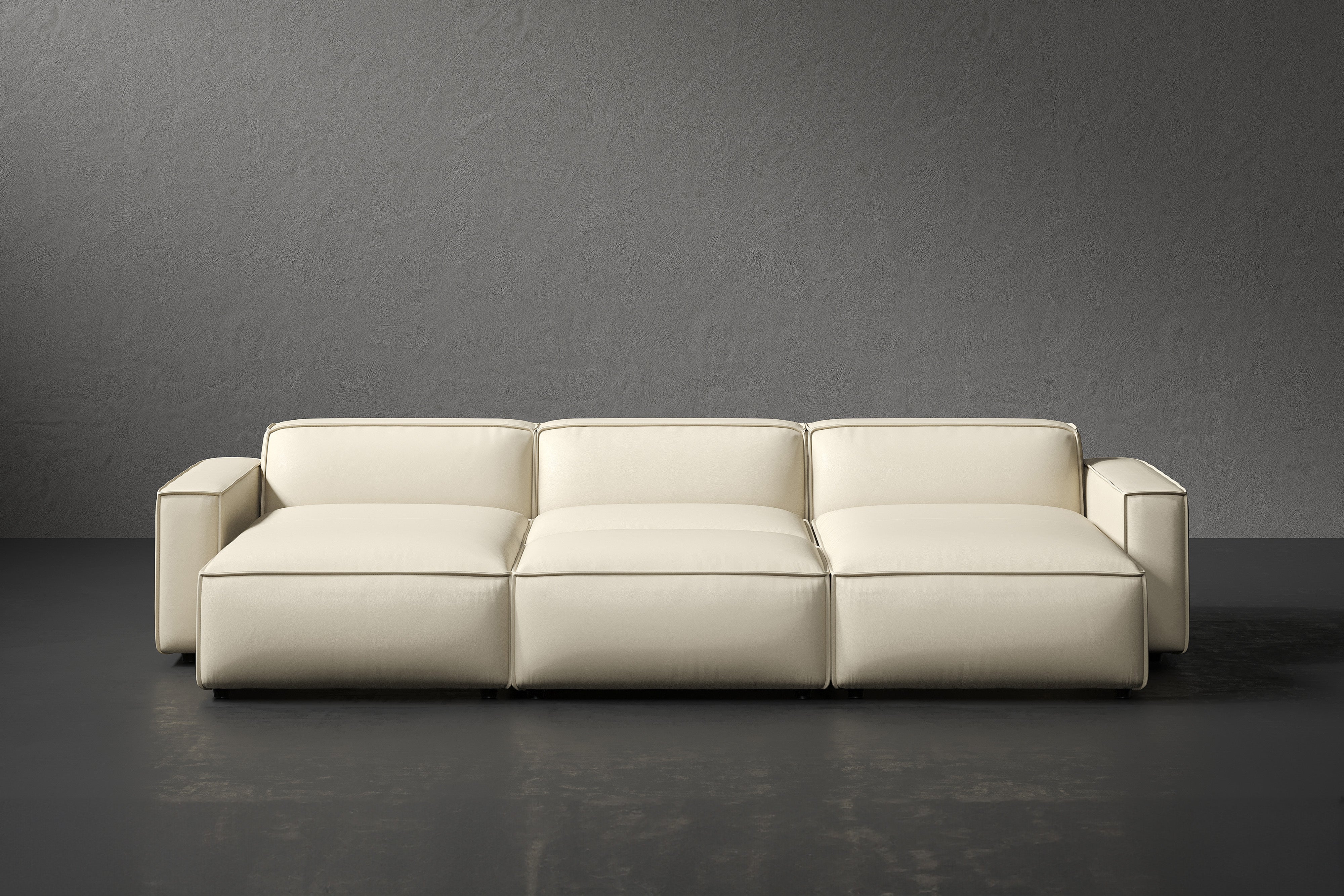 Allodi Full-aniline Leather Modular Bed Sectional Sofa with Feather-Filled