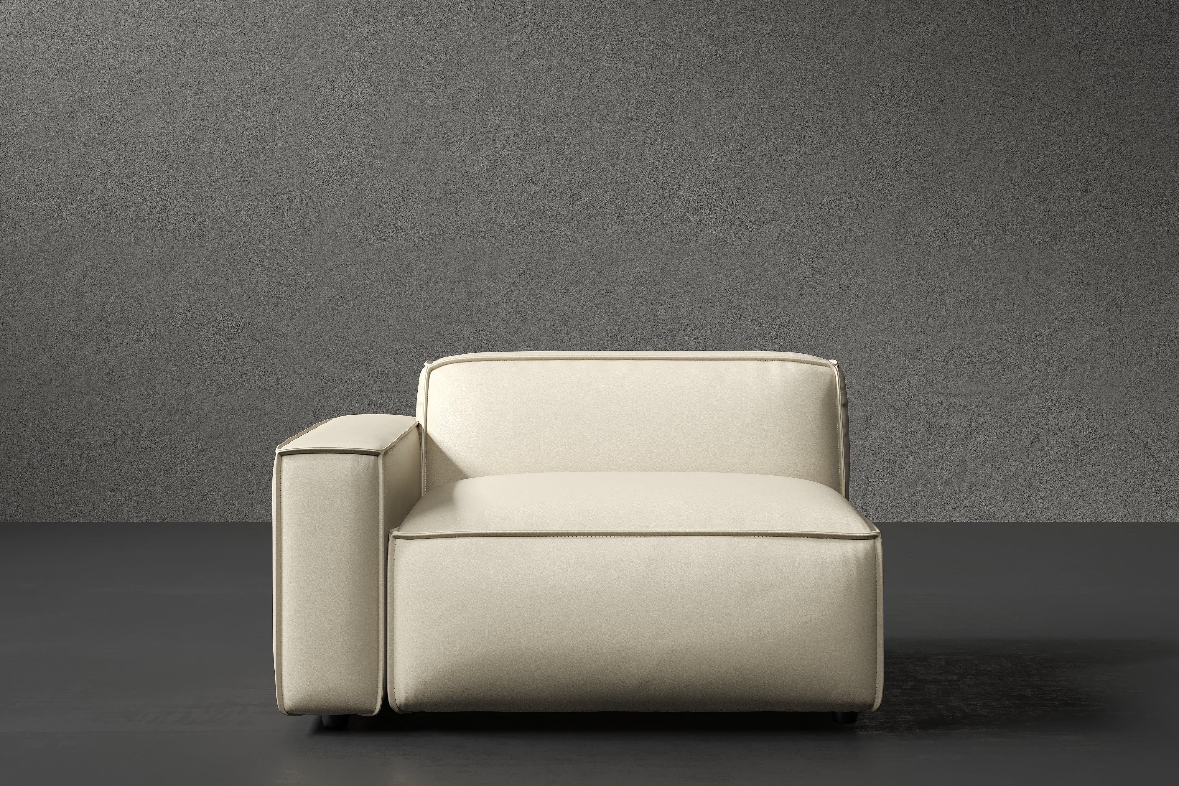 Allodi Full-aniline Leather Left Arm Sofa Module with Feather-Filled