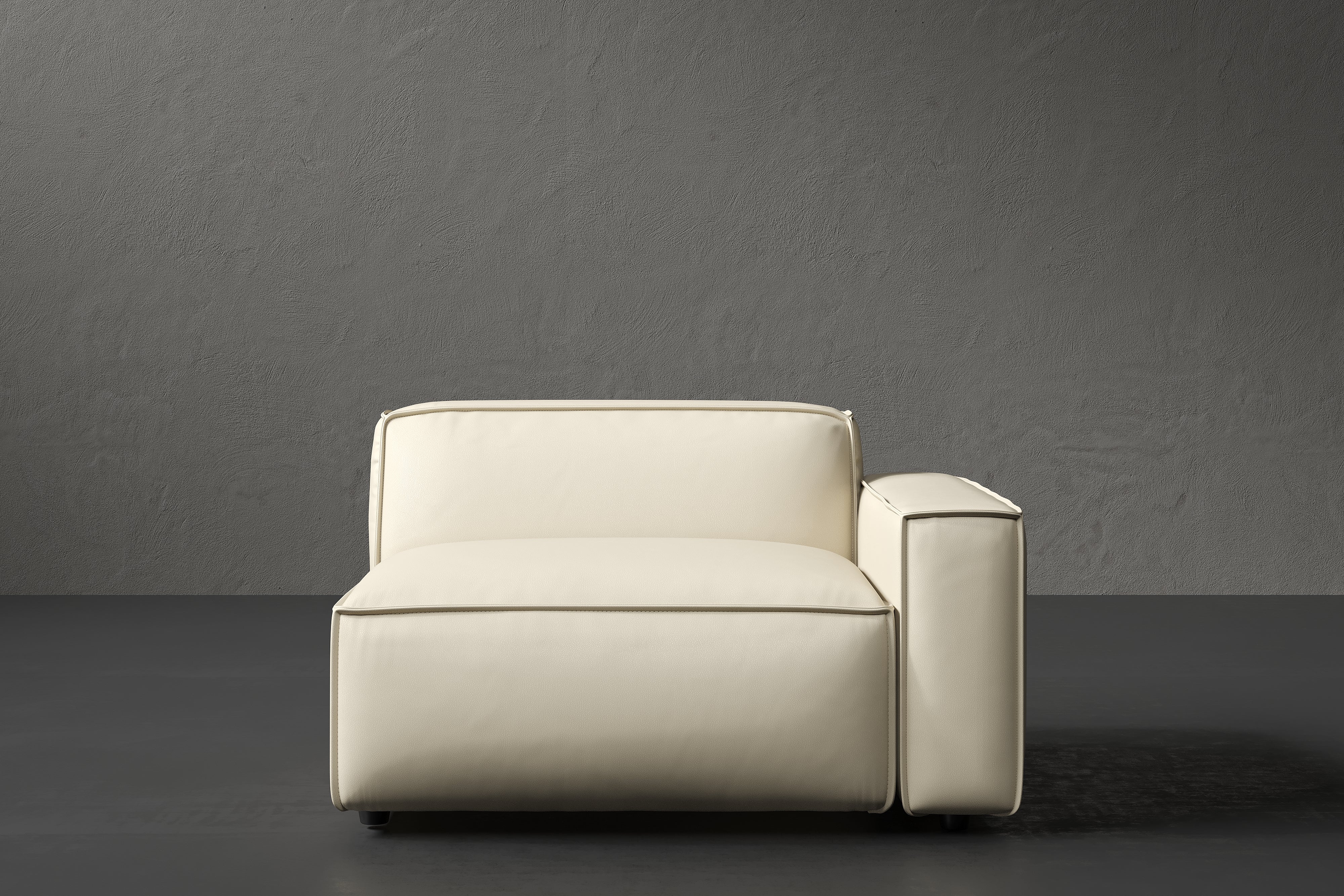 Allodi Full-aniline Leather Right Arm Sofa Module with Feather-Filled