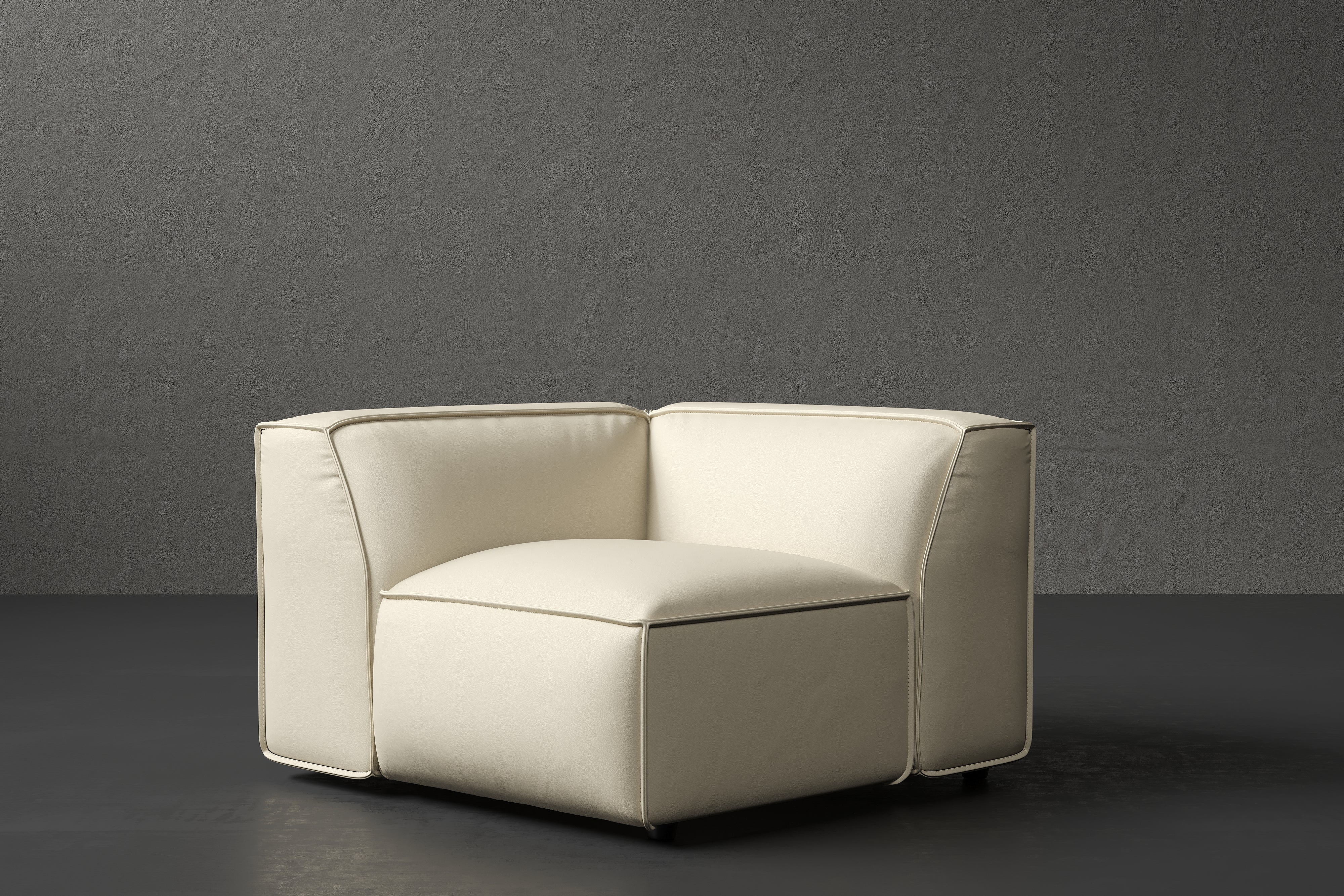 Allodi Full-aniline Leather Corner Sofa Module with Feather-Filled