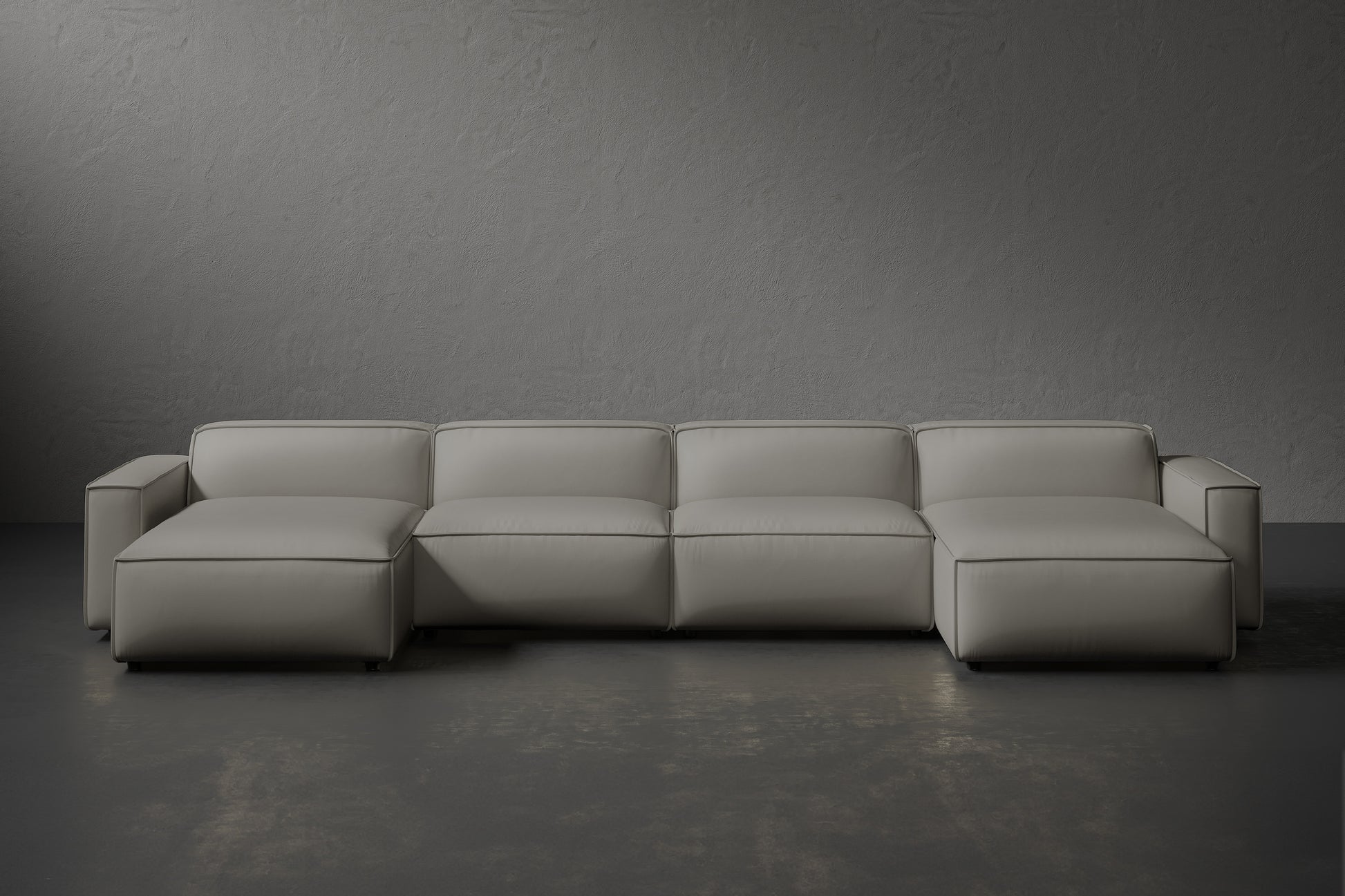 Allodi Full-aniline Leather Modular Extended Sectional Sofa with Feather-Filled