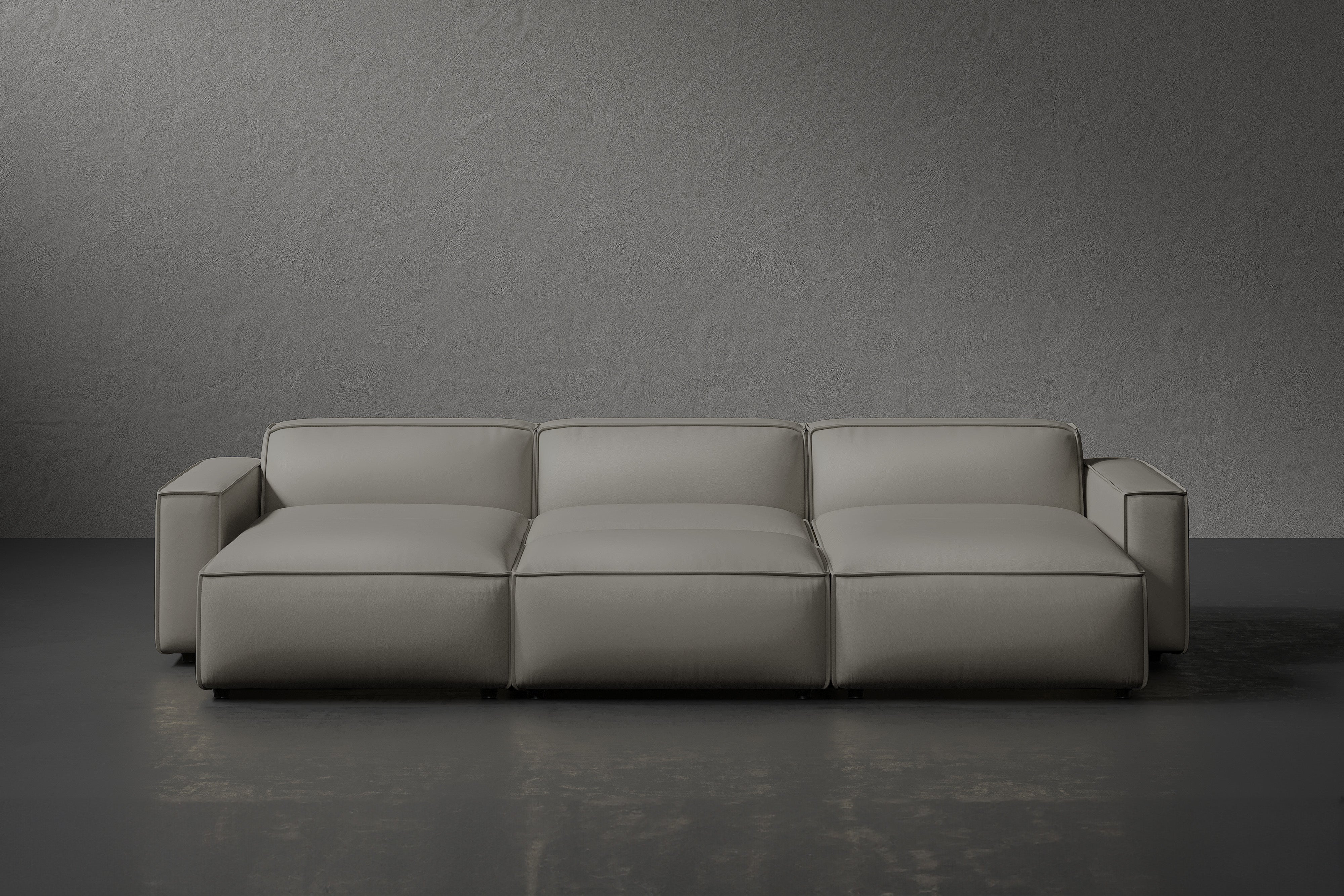 Allodi Full-aniline Leather Modular Bed Sectional Sofa with Feather-Filled