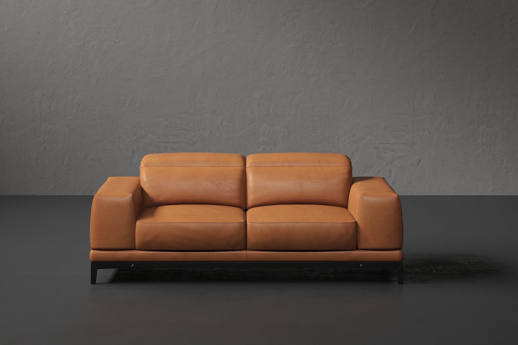 Brun Leather Sofa with Adjustable Headrests