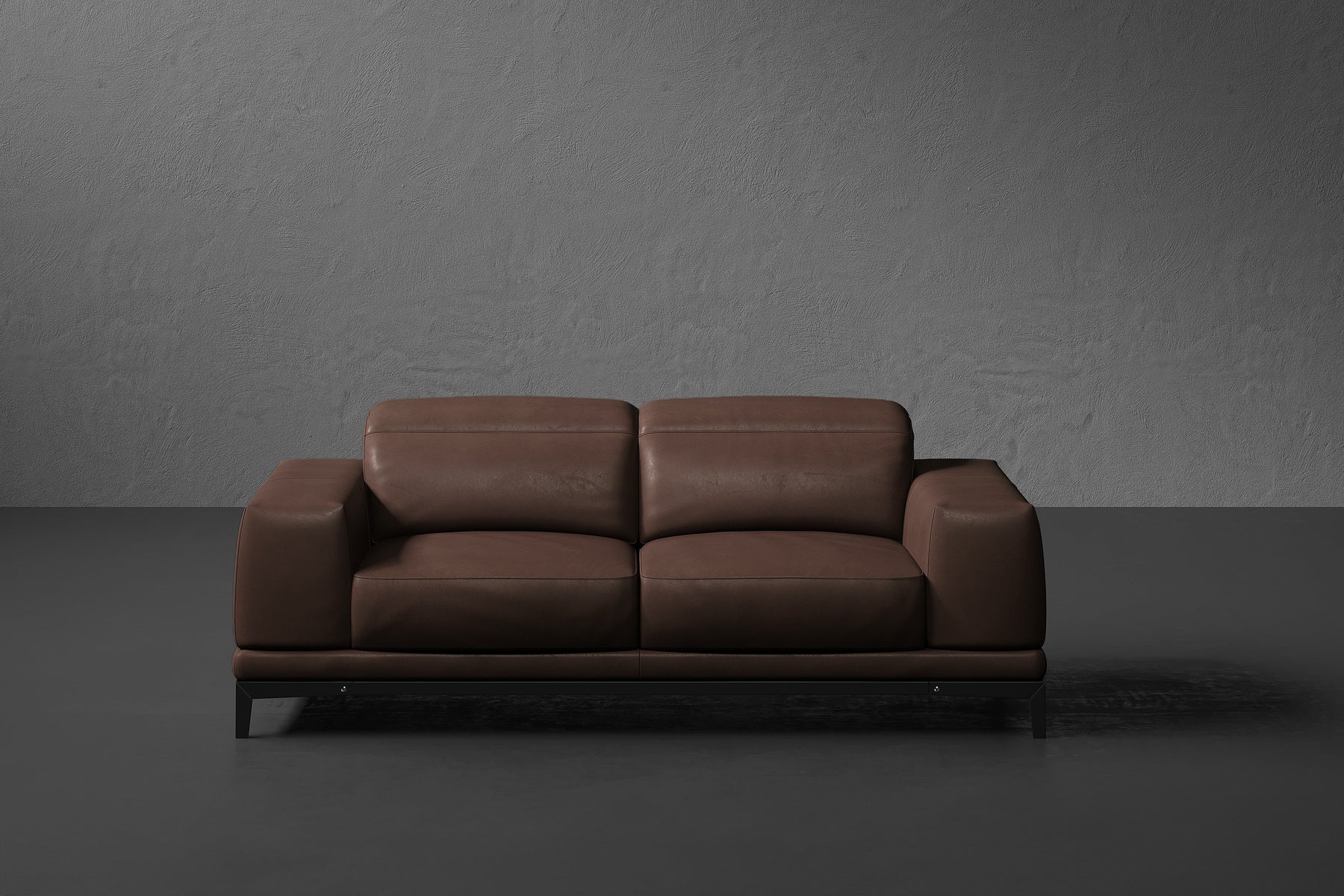 Brun Leather Sofa with Adjustable Headrests