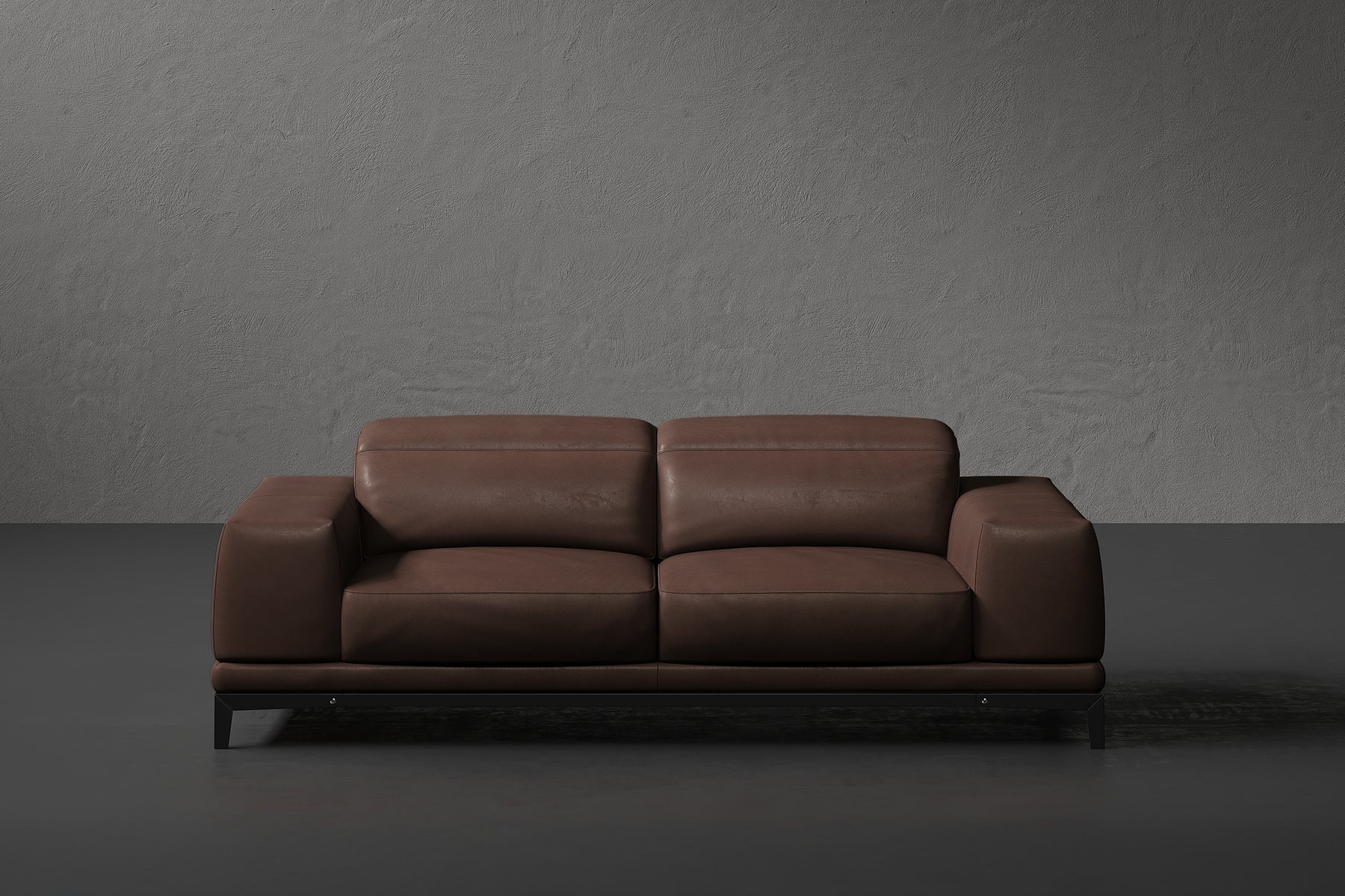 Brun Leather Sofa with Adjustable Headrests