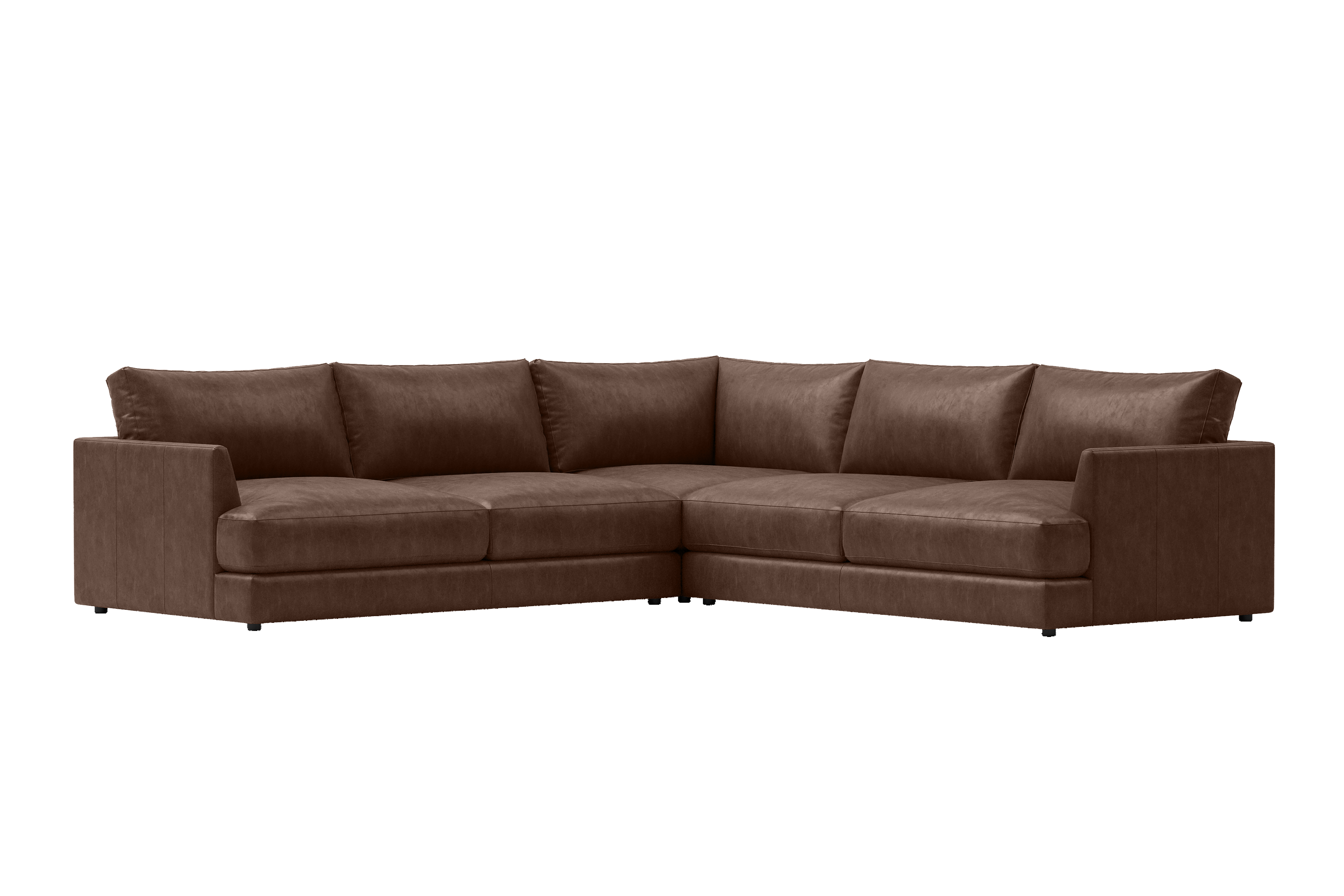 Vidal Leather L-Shape Corner Sofa Chocolate 01