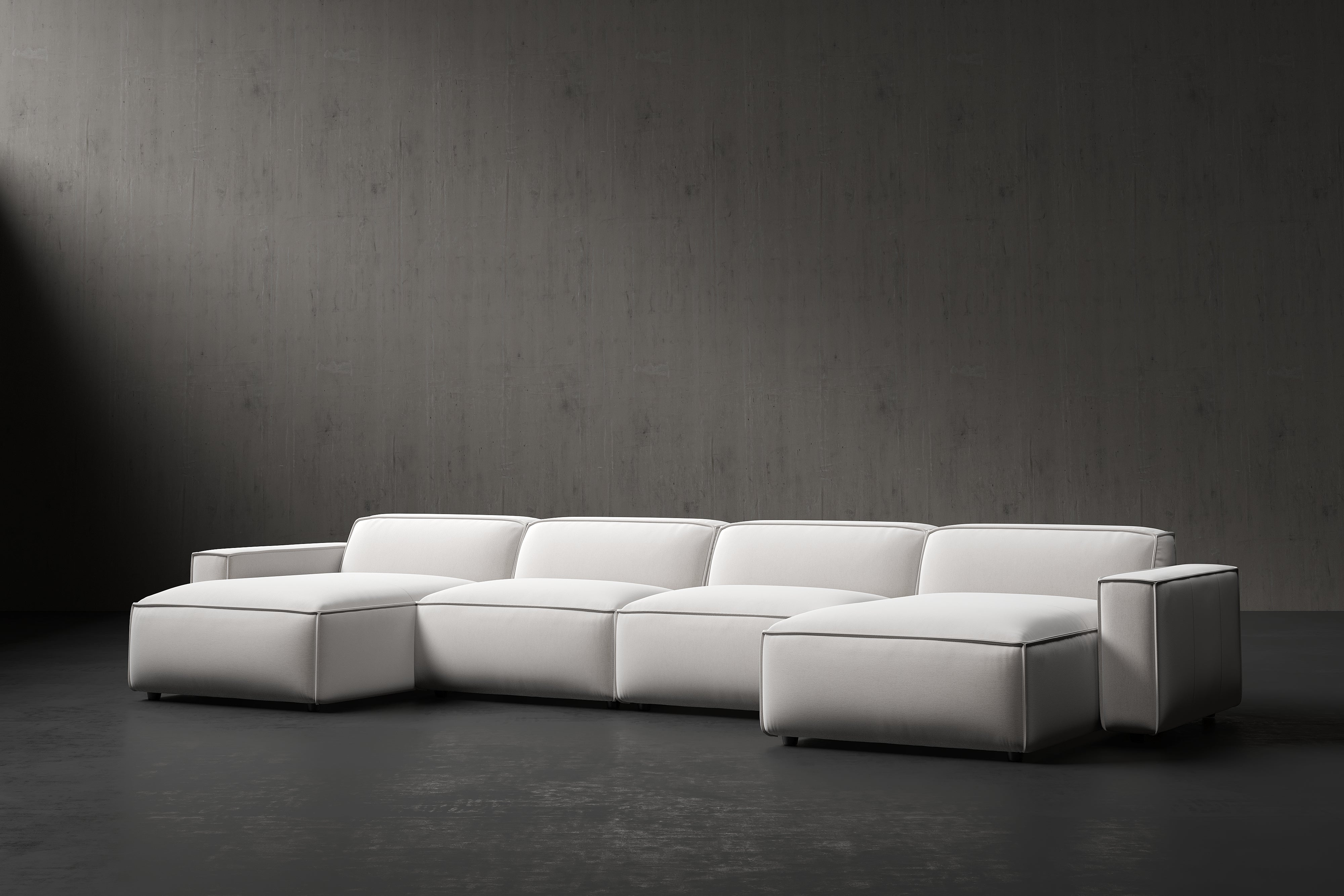 Belvedere Fabric Modular Sofa with Feather-Filled & Solid Oak Wood