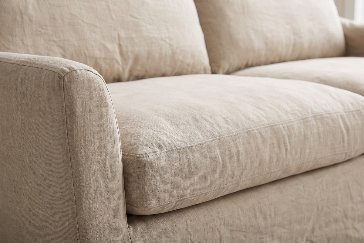 Germain 90" Slipcovered Sofa – Linen Blend, Removable Cover, Deep Seat