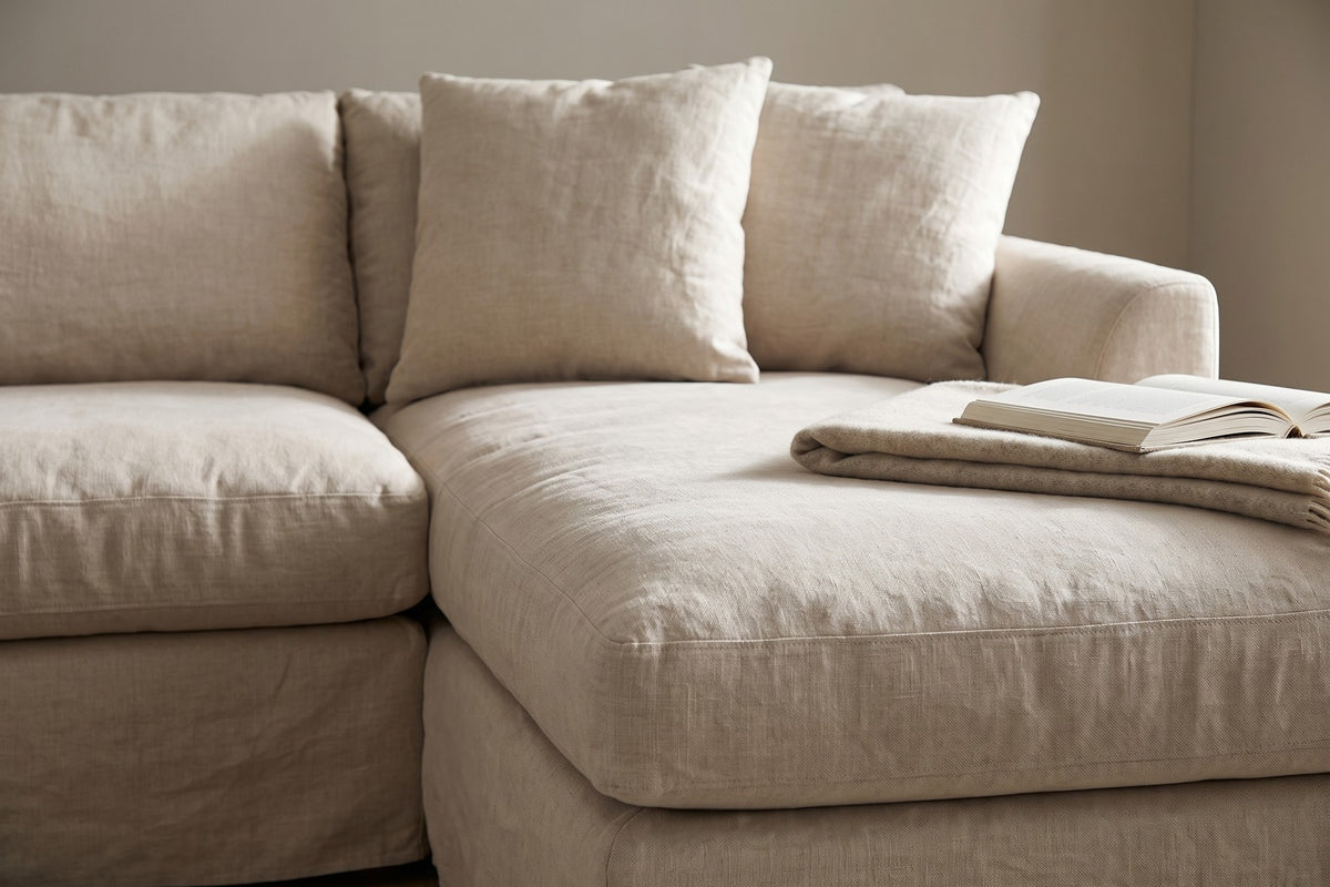 Germain Natural Linen Slipcovered Chaise Sectional detail