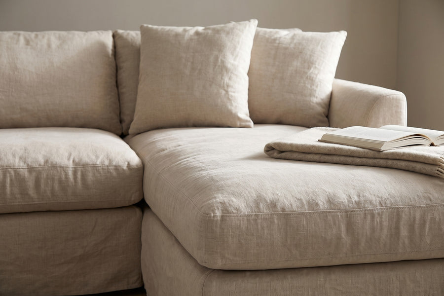 Germain Natural Linen Slipcovered Chaise Sectional detail