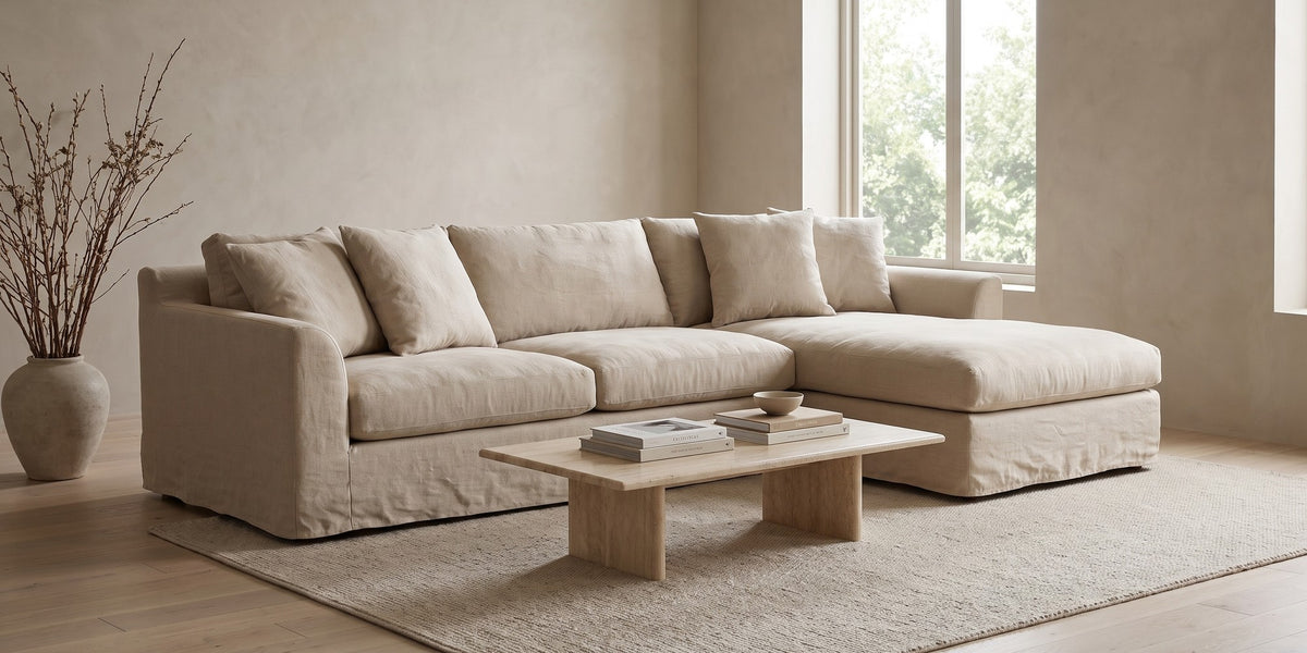 Germain Natural Linen Slipcovered Chaise Sectional banner