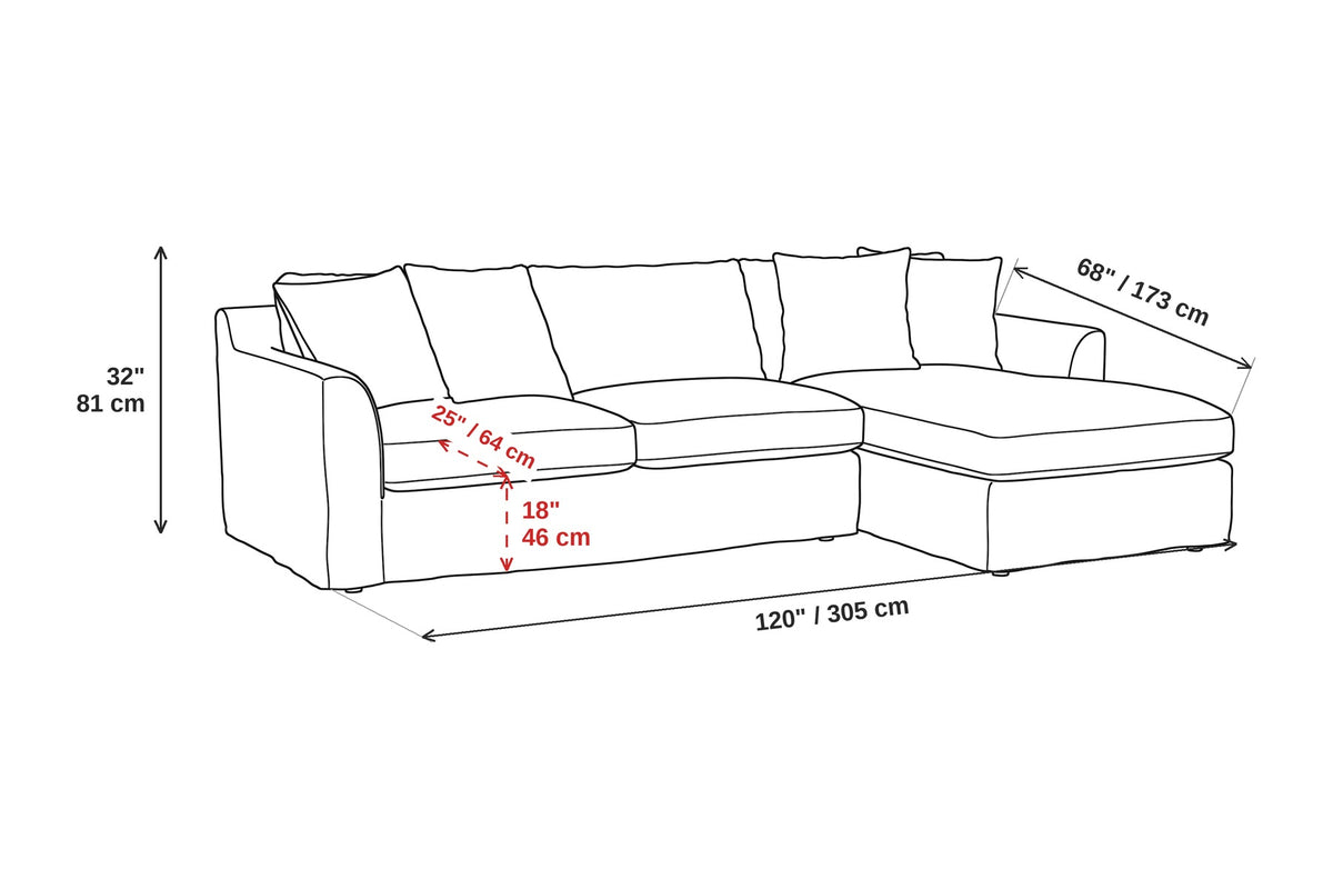 Germain 120" Slipcovered Chaise Sectional – Linen Blend, Removable Cover, Right or Left Chaise