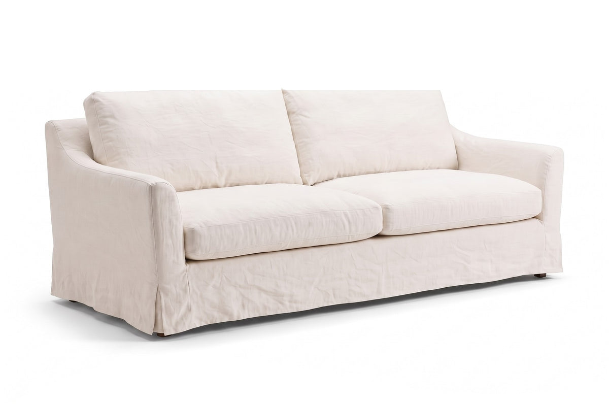 Germain 90" Slipcovered Sofa – Linen Blend, Removable Cover, Deep Seat