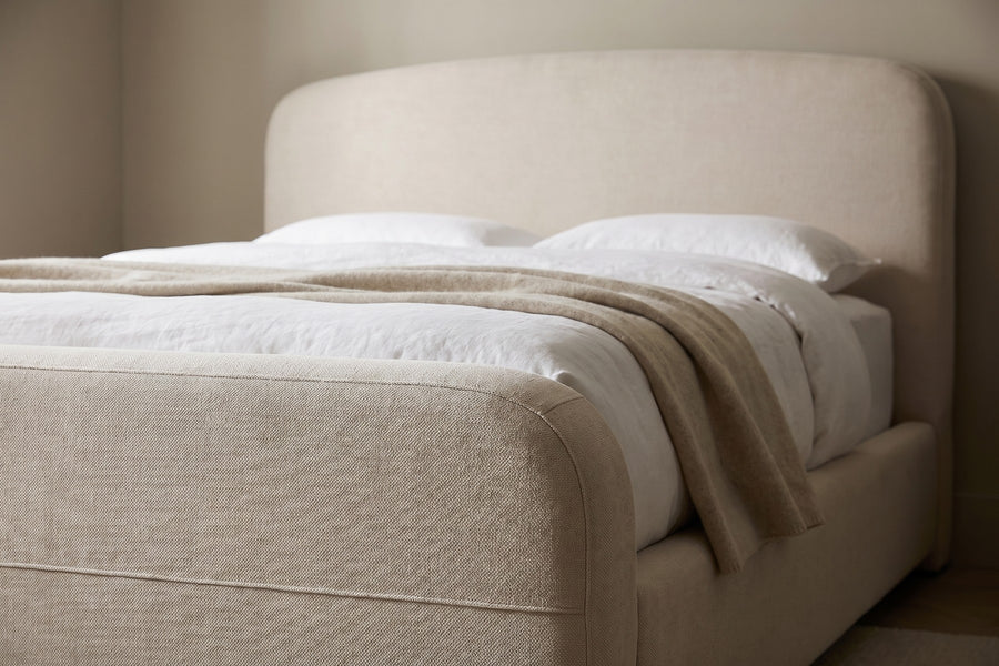 Giverny Oatmeal Upholstered Low Bed detail