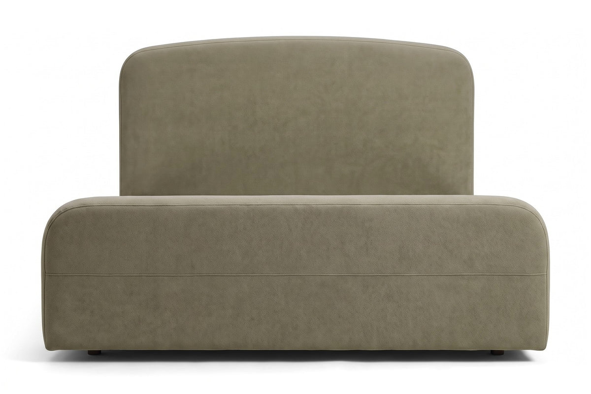 Giverny Upholstered Low Bed – Rounded Headboard, Performance Fabric, Queen