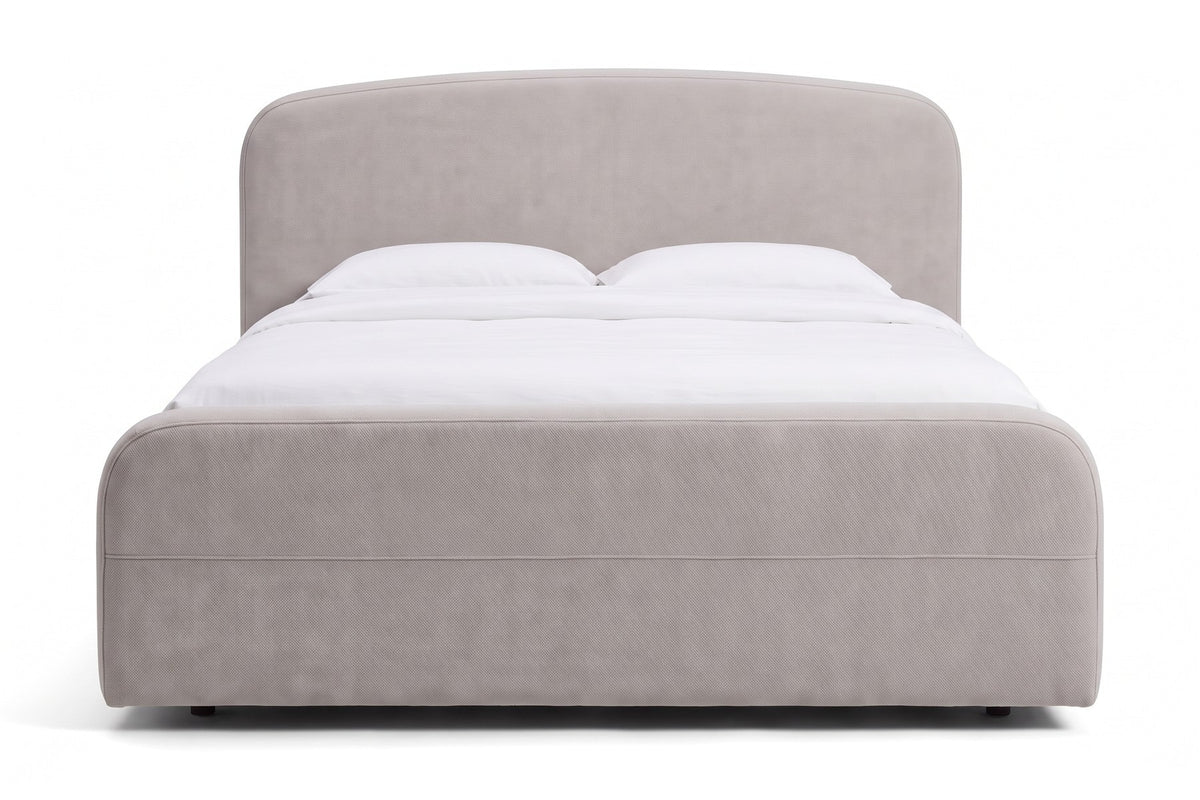 Giverny Upholstered Low Bed – Rounded Headboard, Performance Fabric, Queen