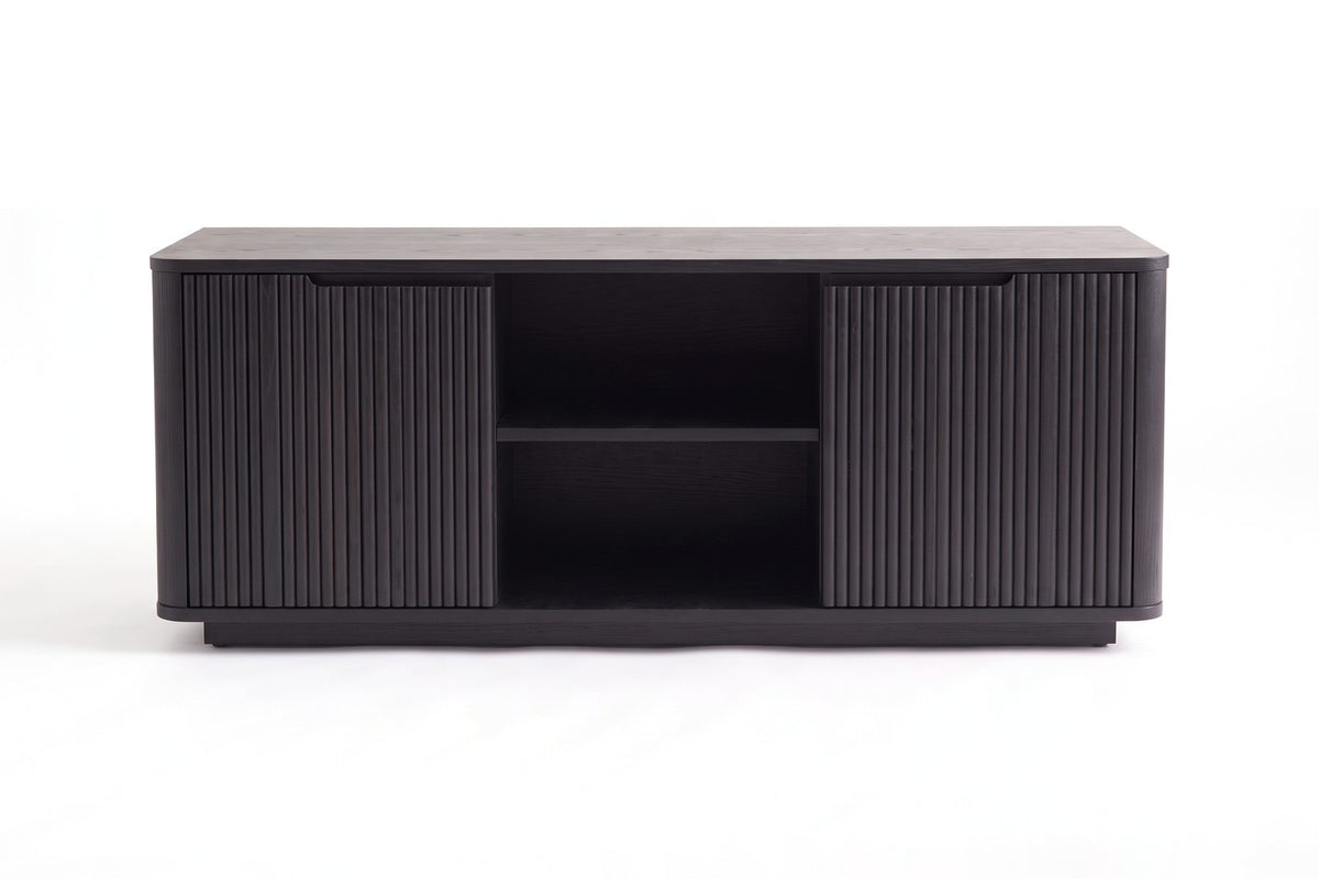 Gordes 60" Fluted Media Console – Reeded Doors, Open Center Shelf