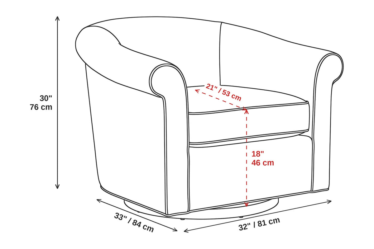 Hossegor Camel Swivel Club Chair dimensions