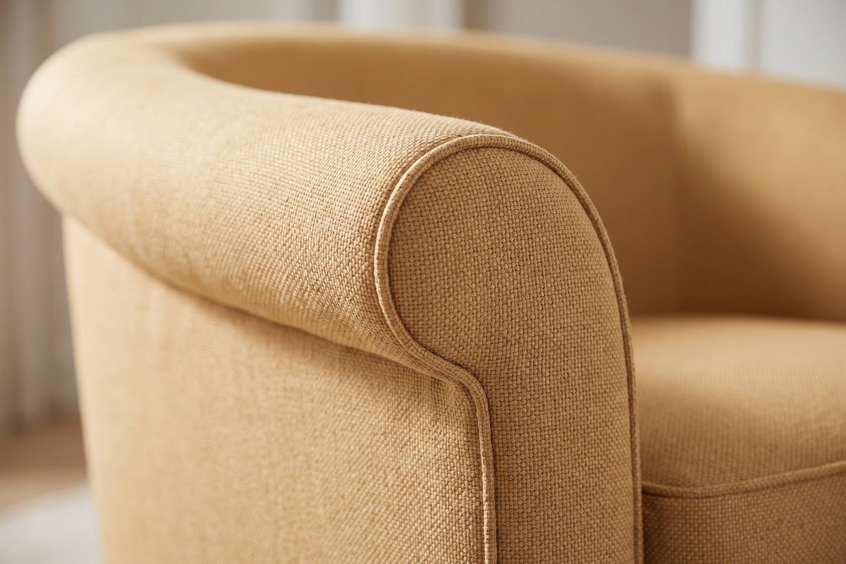 Hossegor Swivel Club Chair – Overstuffed Rolled Arms, Performance Fabric, 360° Swivel
