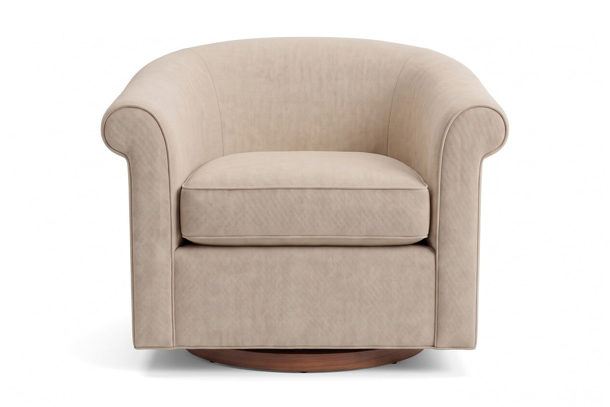 Hossegor Swivel Club Chair in Oatmeal, front view on white