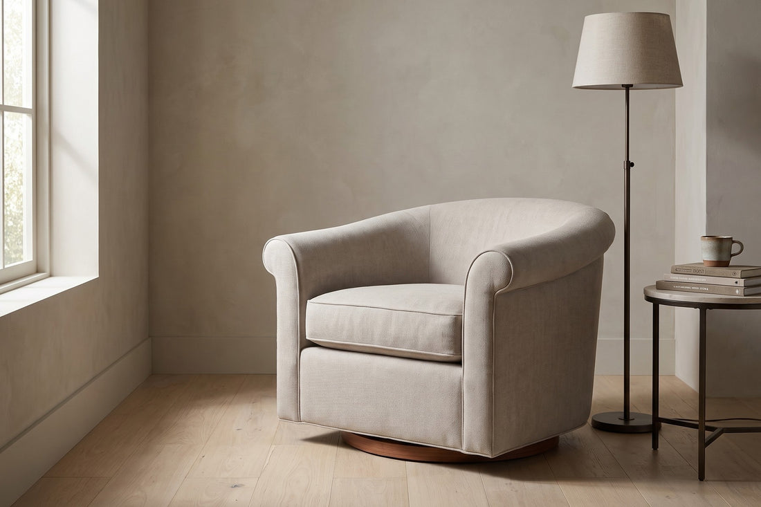 Hossegor Swivel Club Chair in Stone, in a living space