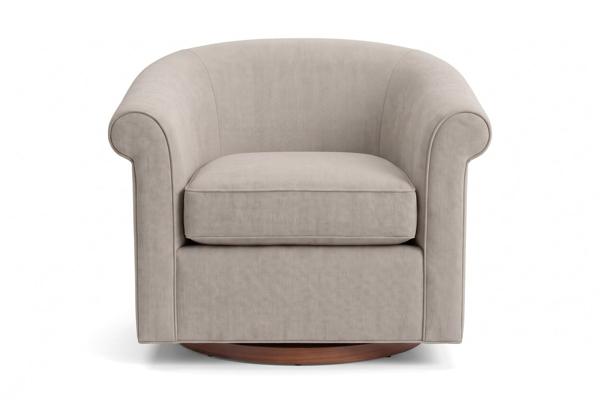 Hossegor Swivel Club Chair – Overstuffed Rolled Arms, Performance Fabric, 360° Swivel