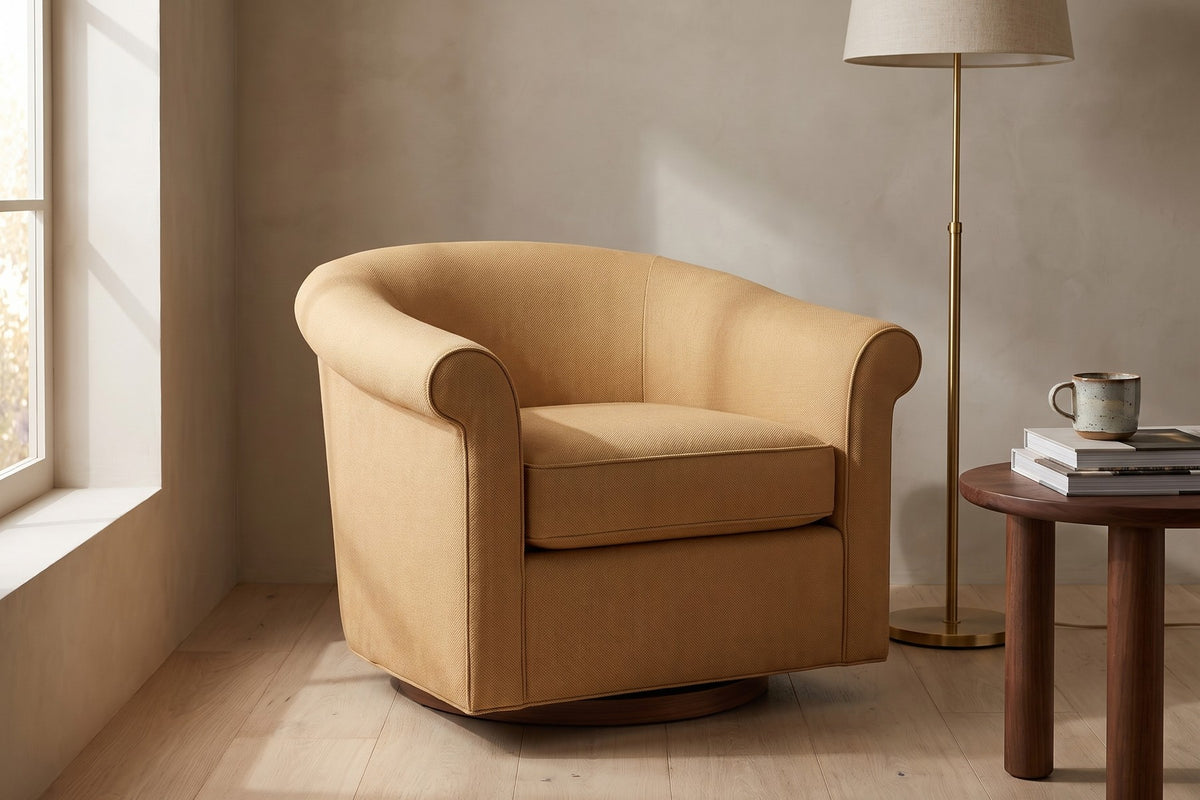 Hossegor Camel Swivel Club Chair in a living space