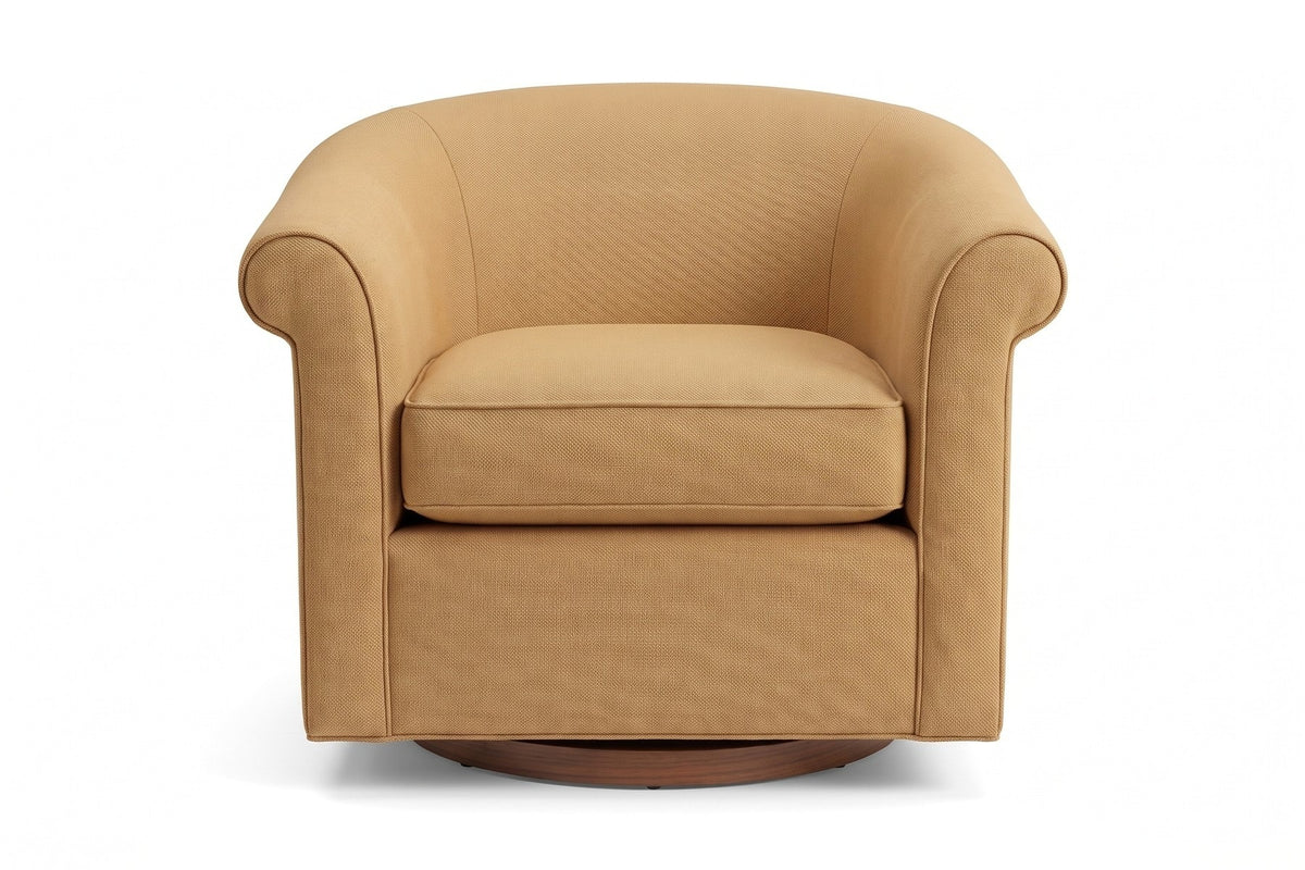 Hossegor Swivel Club Chair – Overstuffed Rolled Arms, Performance Fabric, 360° Swivel