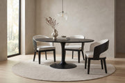 Invalides black and cream open-back dining armchair, set of 2 in a calm, daylit dining room