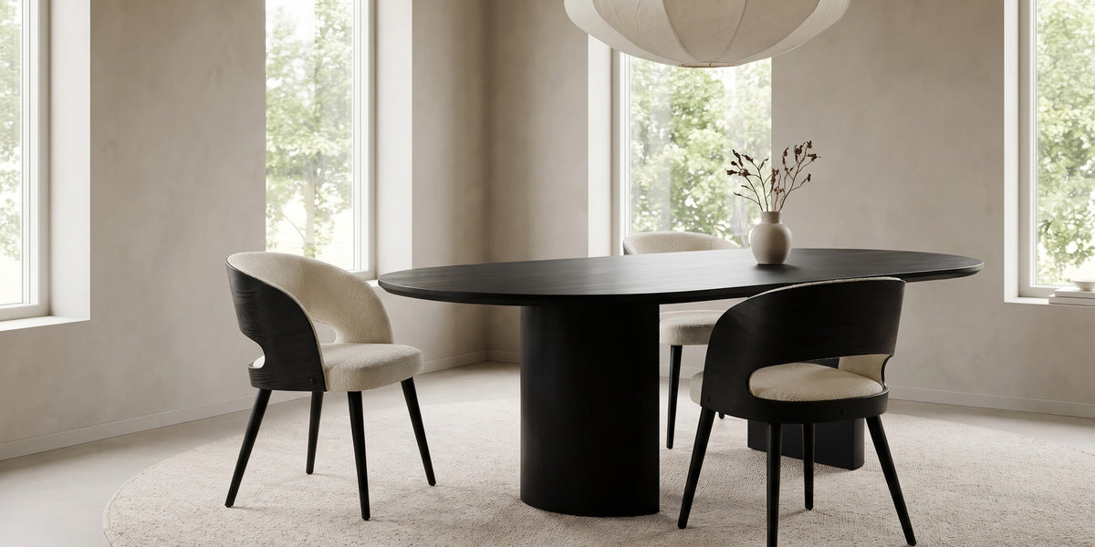 Invalides black and cream open-back dining armchair, set of 2 in a wide room view