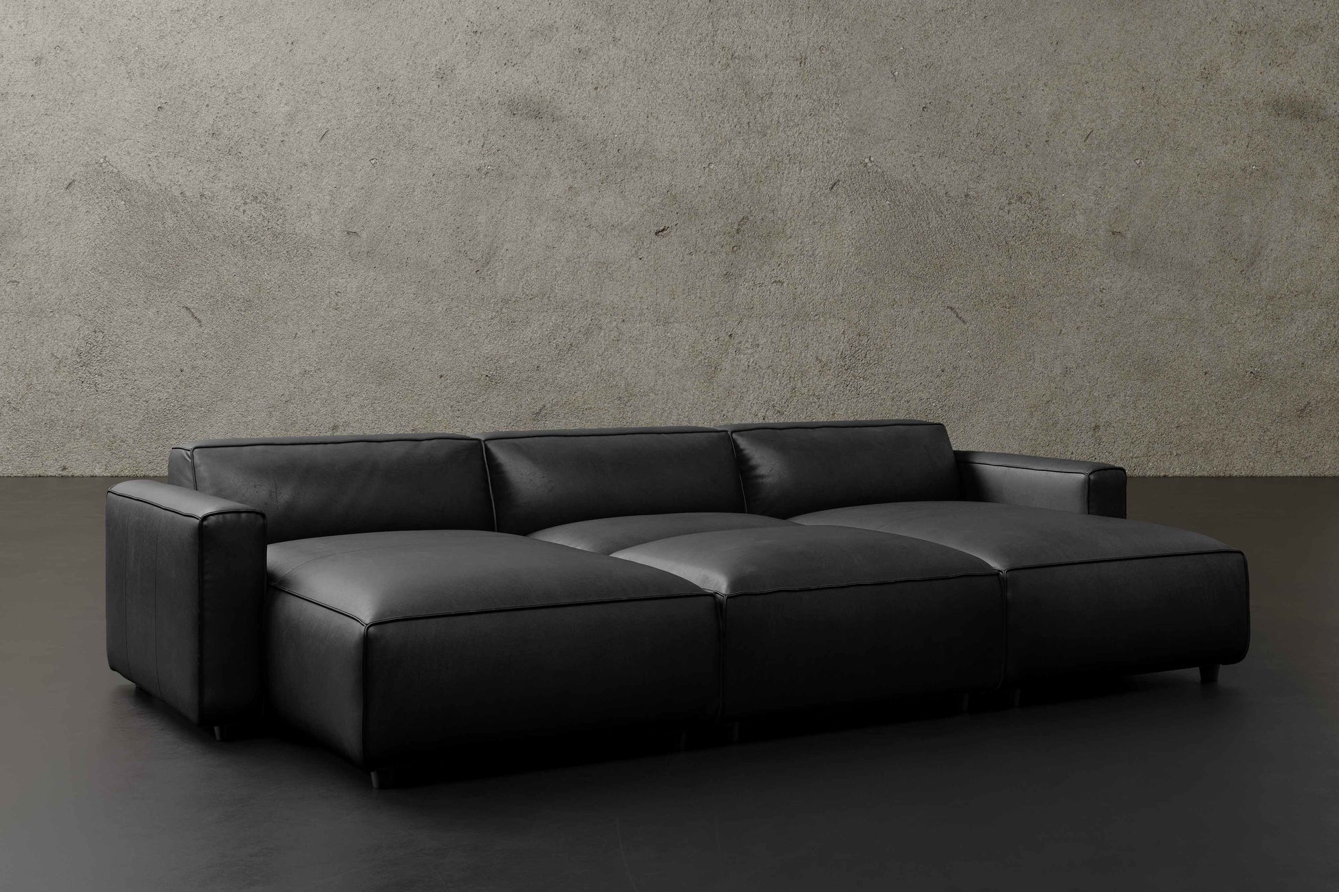 Allodi Full-aniline Leather Modular Bed Sectional Sofa with Feather-Filled