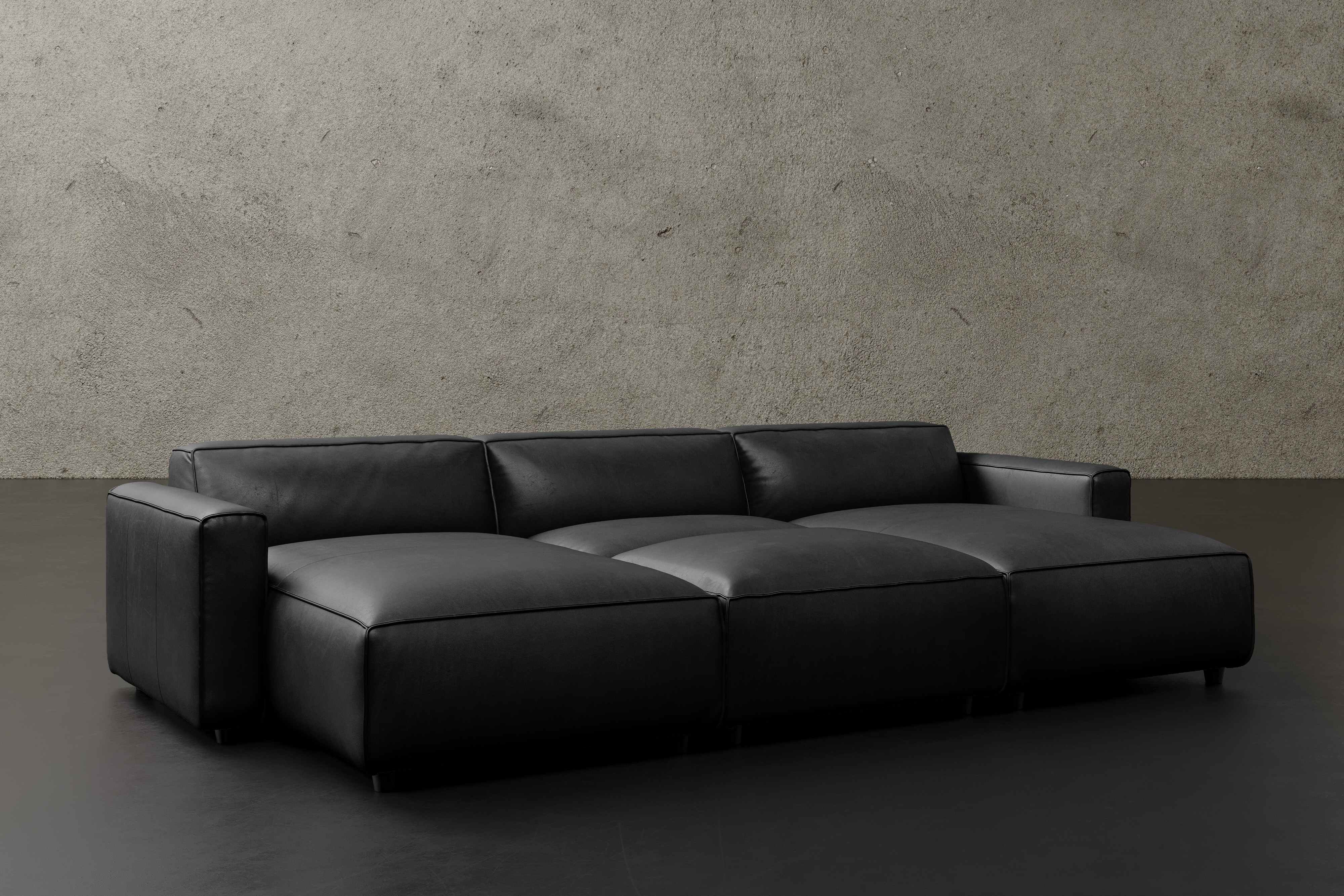Allodi Full-aniline Leather Modular Bed Sectional Sofa with Feather-Filled