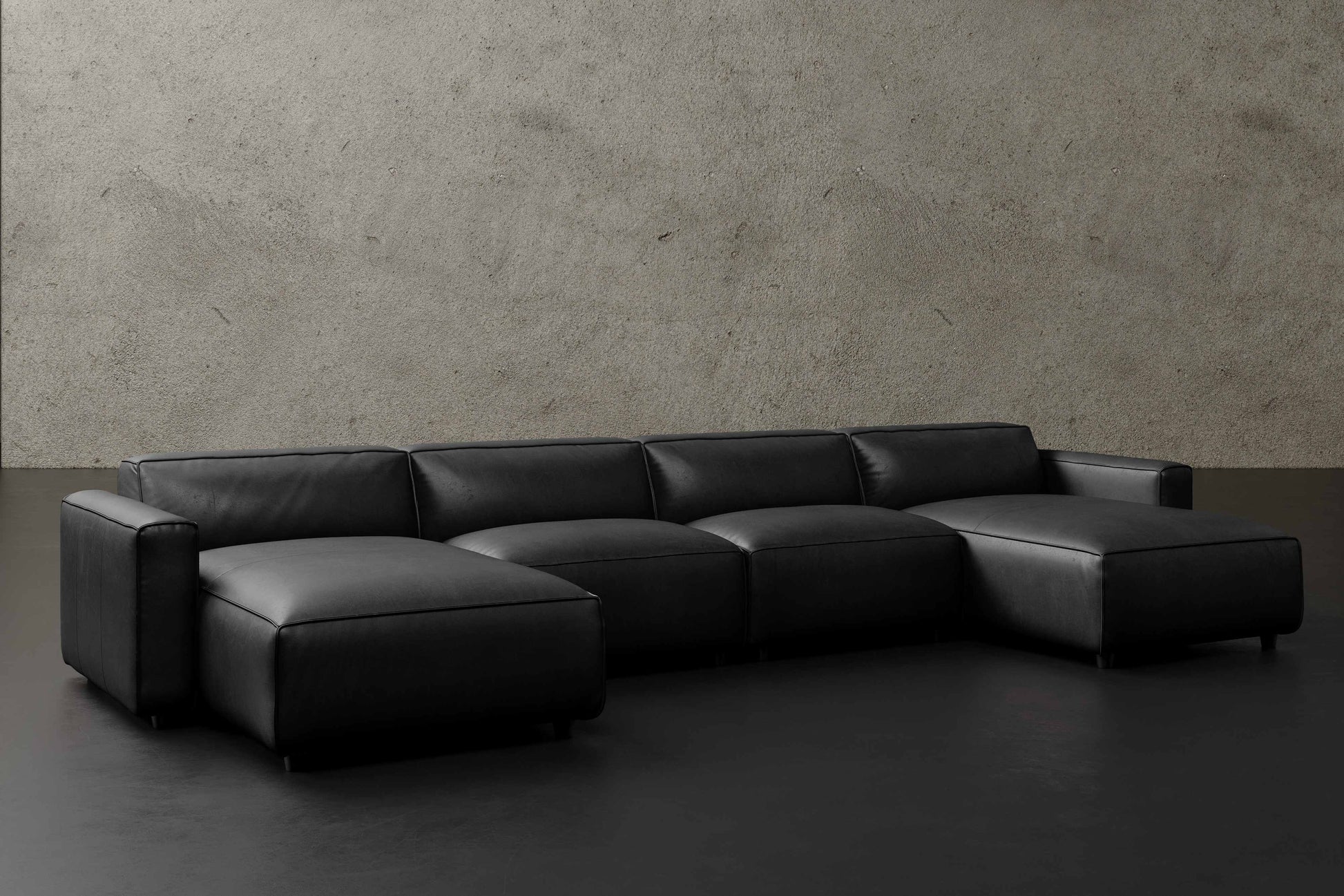 Allodi Full-aniline Leather Modular Extended Sectional Sofa with Feather-Filled