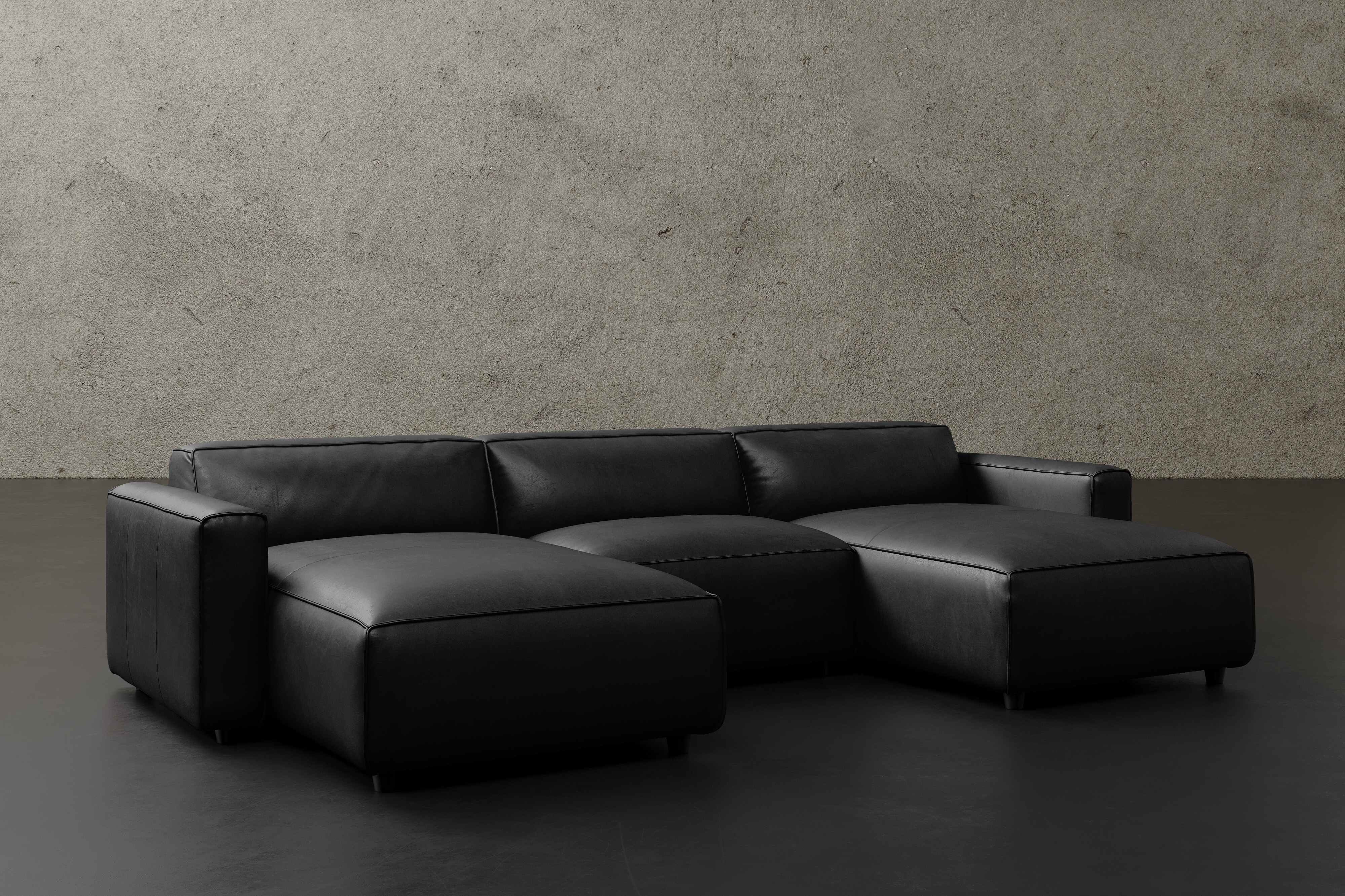 Allodi Full-aniline Leather Modular Sectional Sofa with Feather-Filled